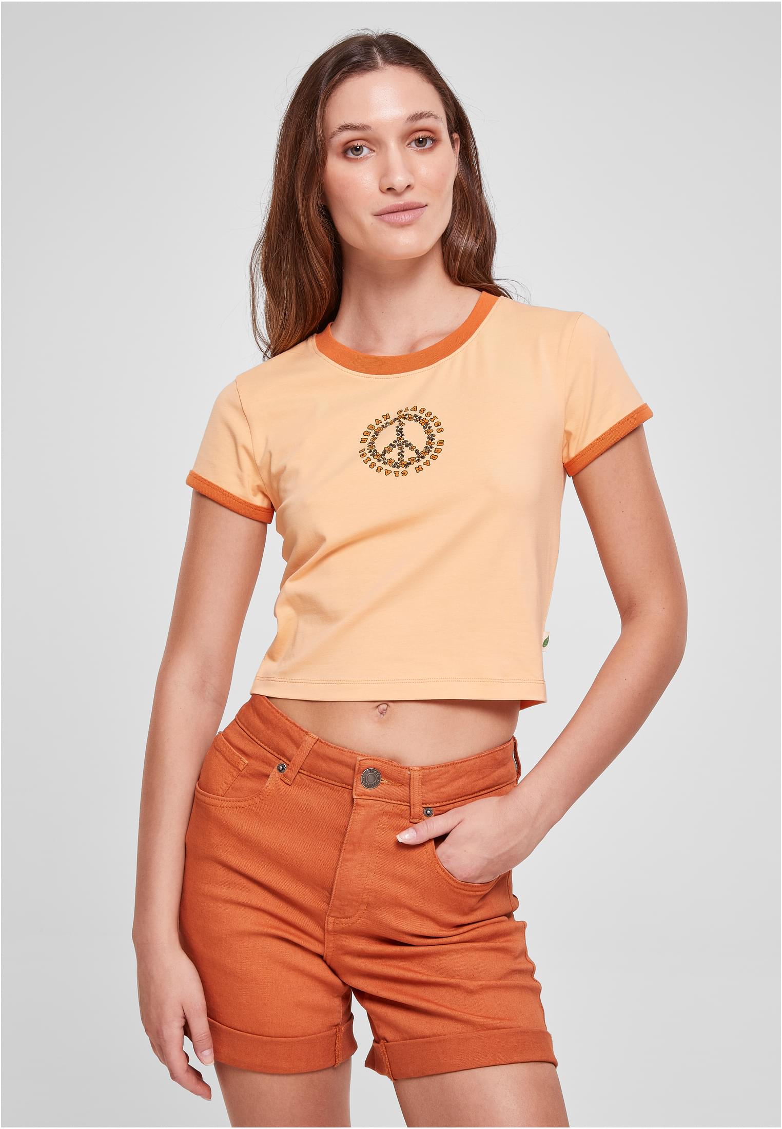 Ladies Stretch Jersey Cropped Tee | paleorange/vintageorange