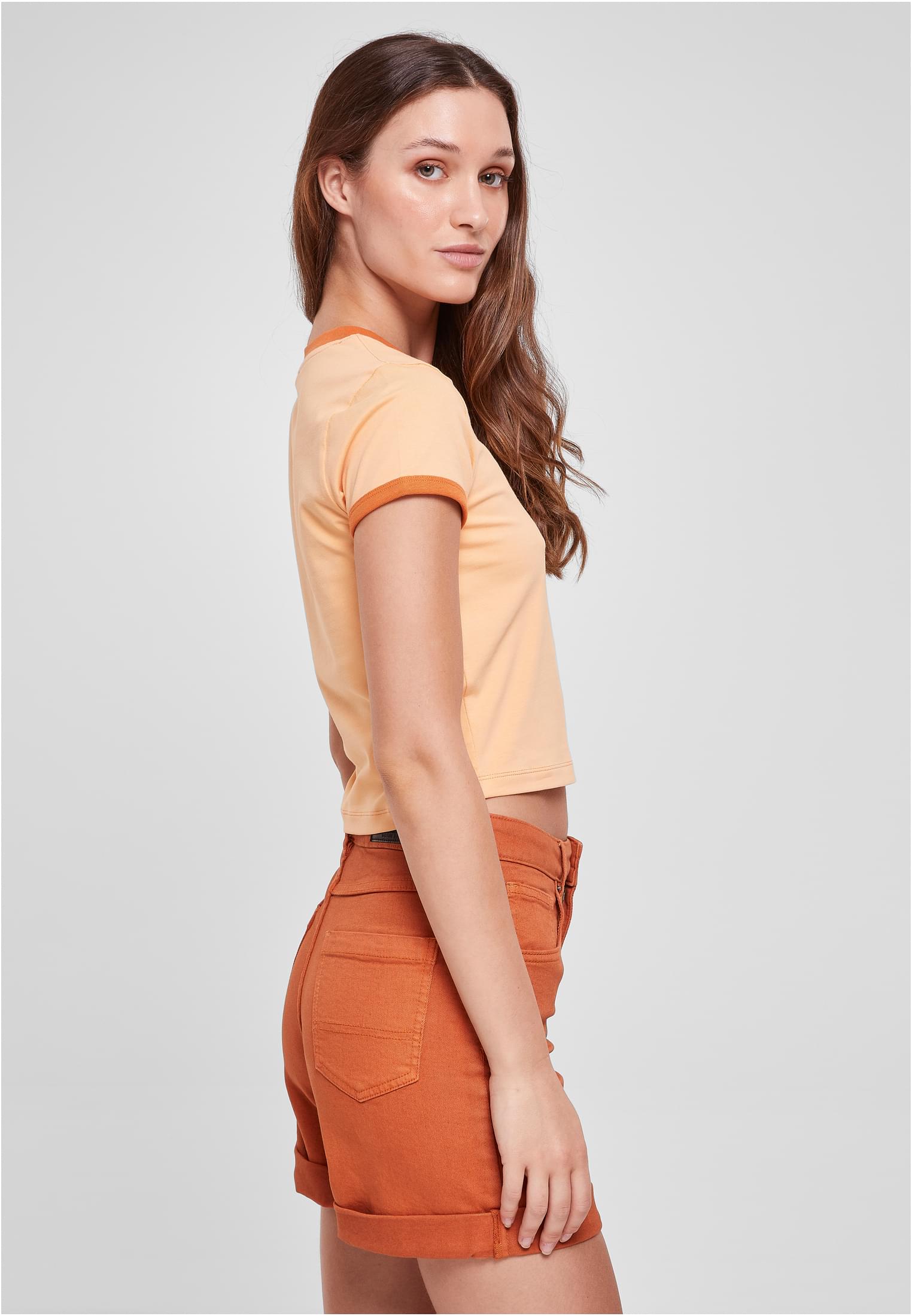 Ladies Stretch Jersey Cropped Tee | paleorange/vintageorange