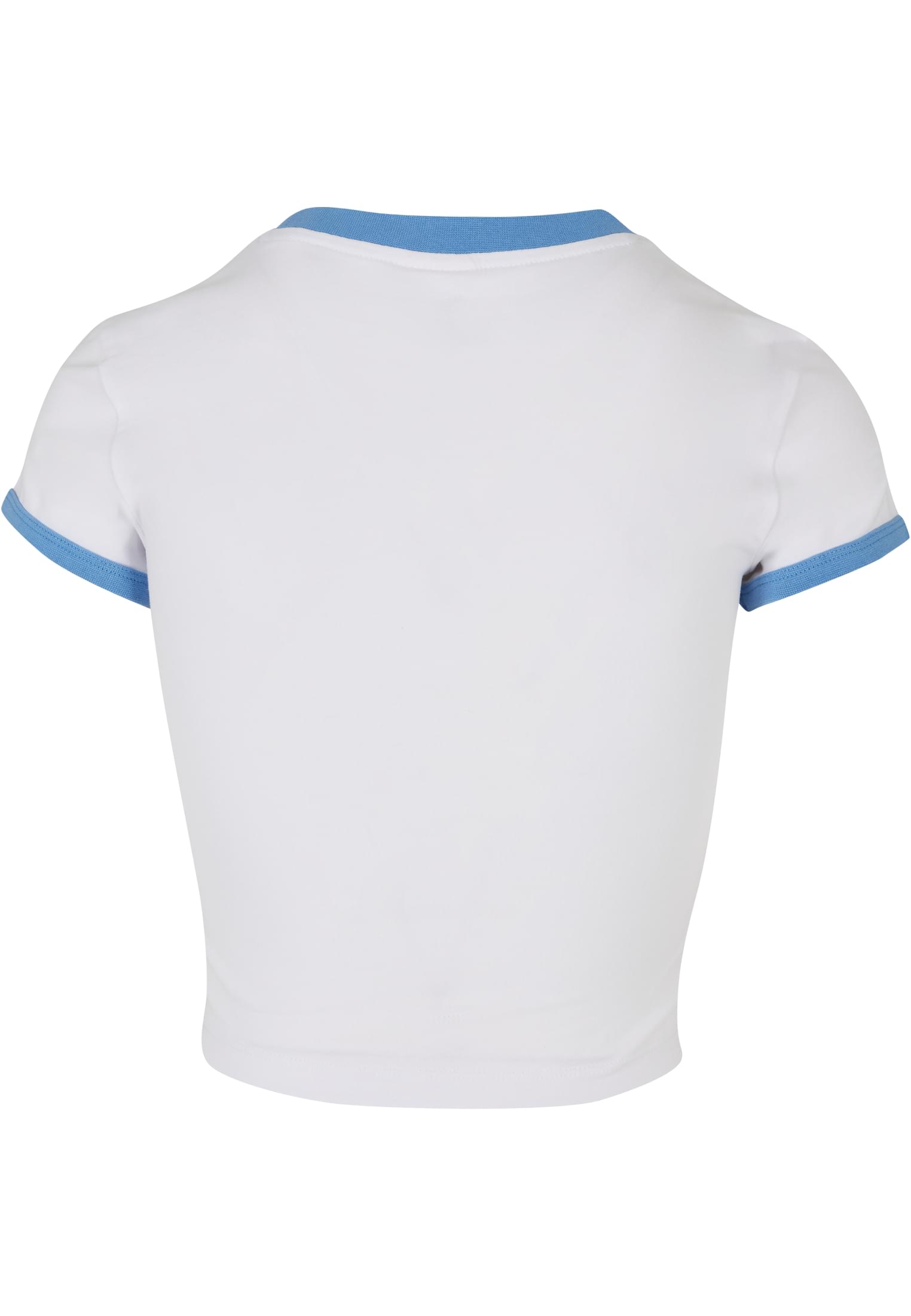 Ladies Stretch Jersey Cropped Tee | white/horizonblue