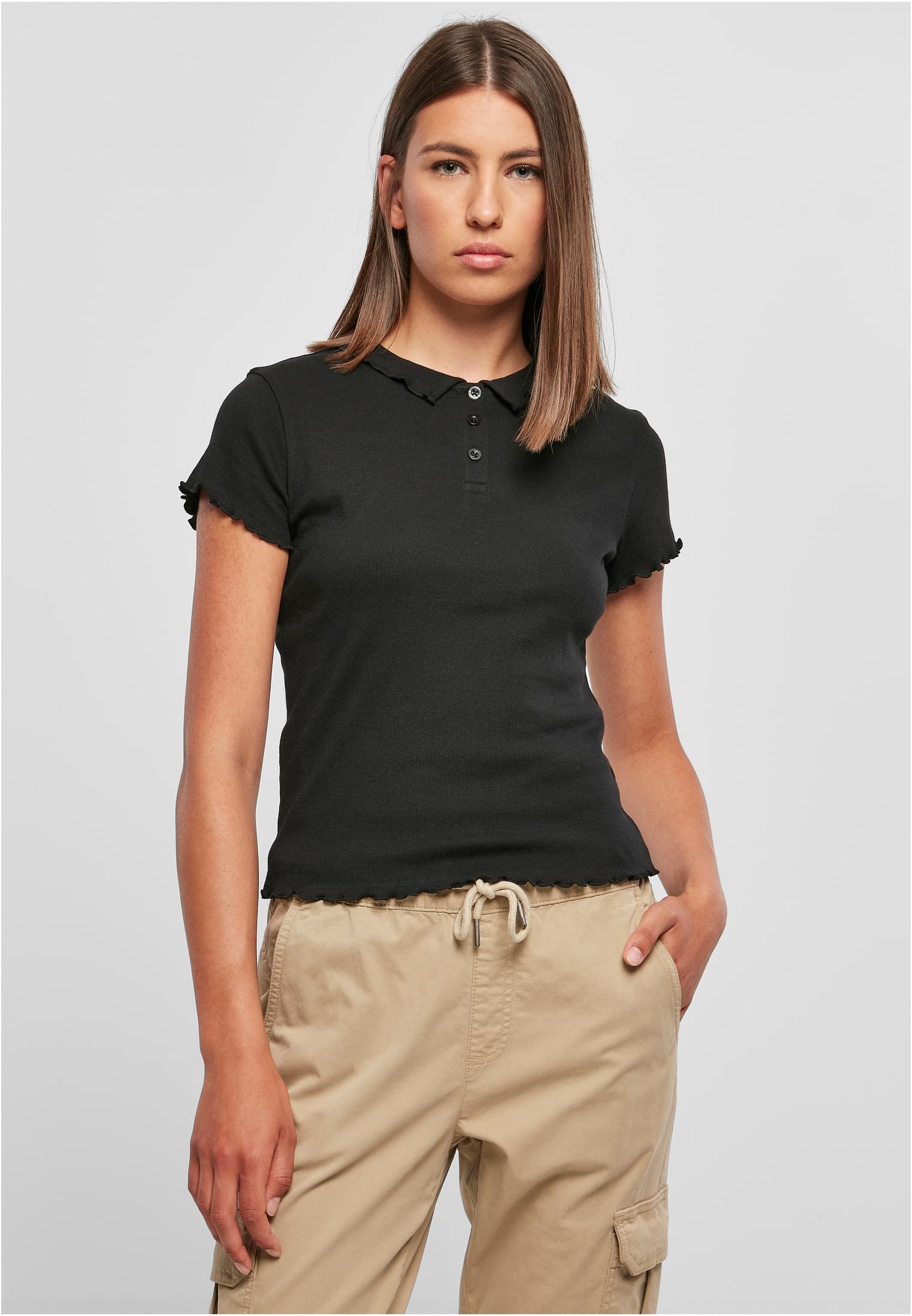 Ladies Rib Polo Tee | black