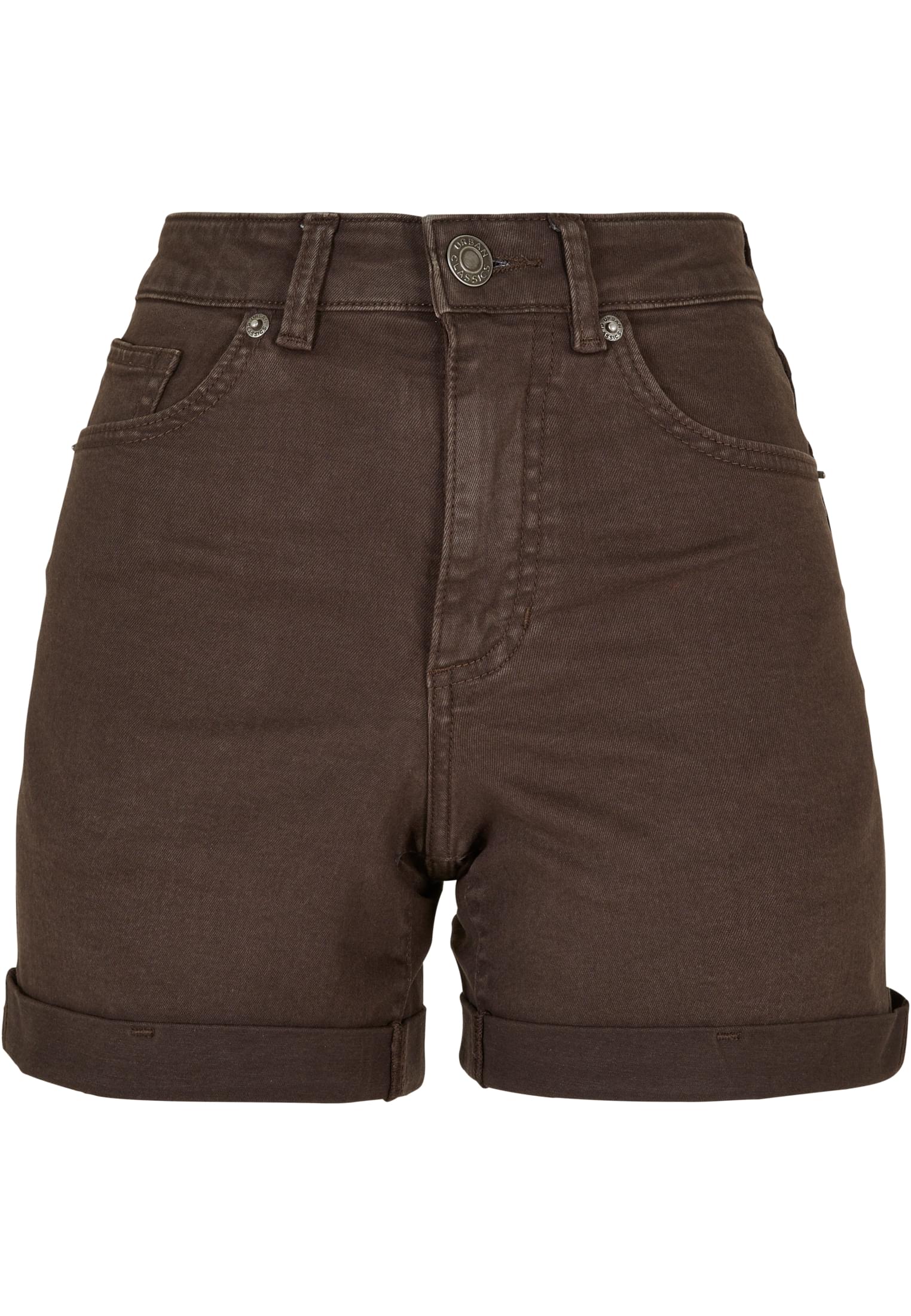 Ladies Colored Strech Denim Shorts | brown