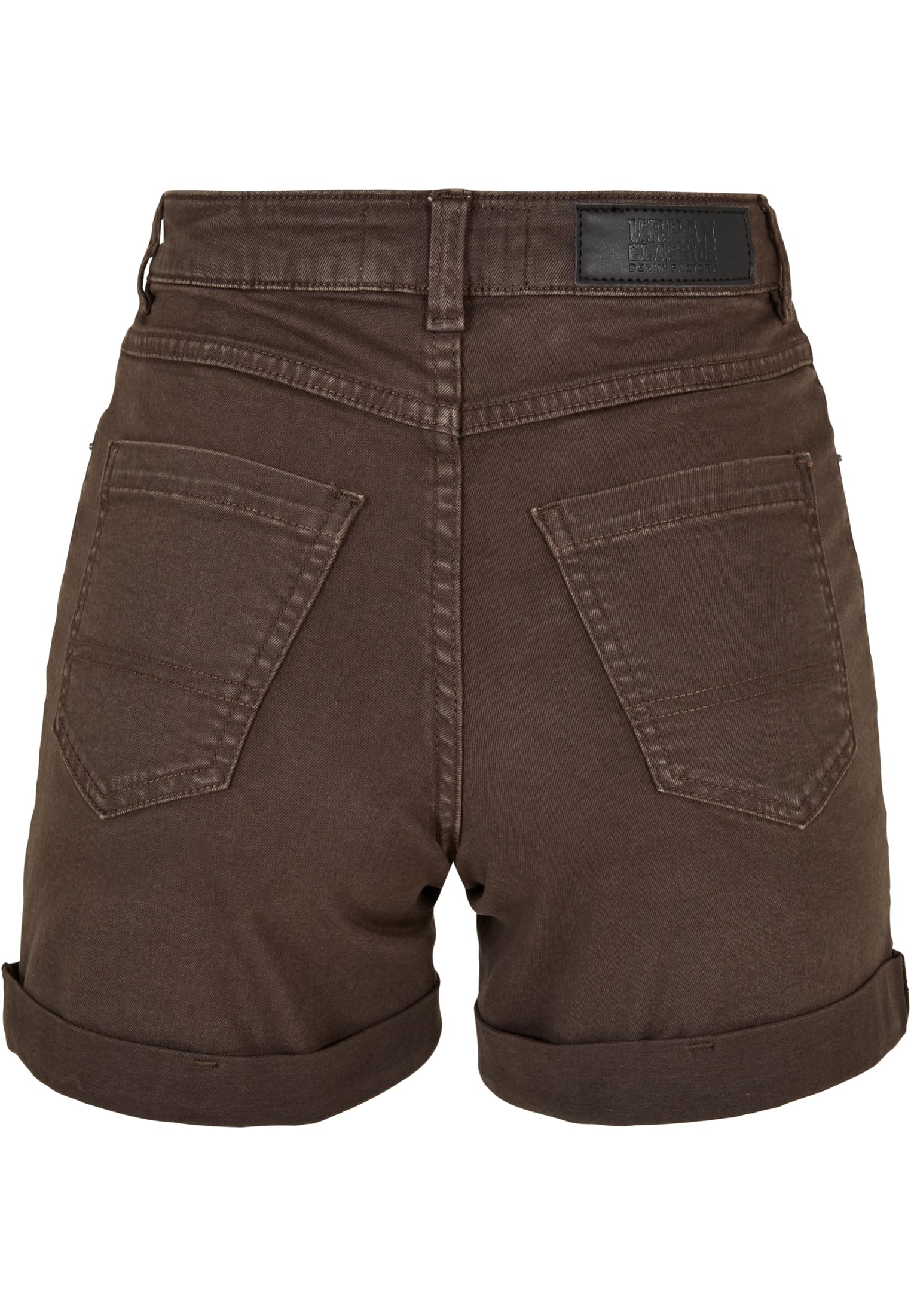 Ladies Colored Strech Denim Shorts | brown