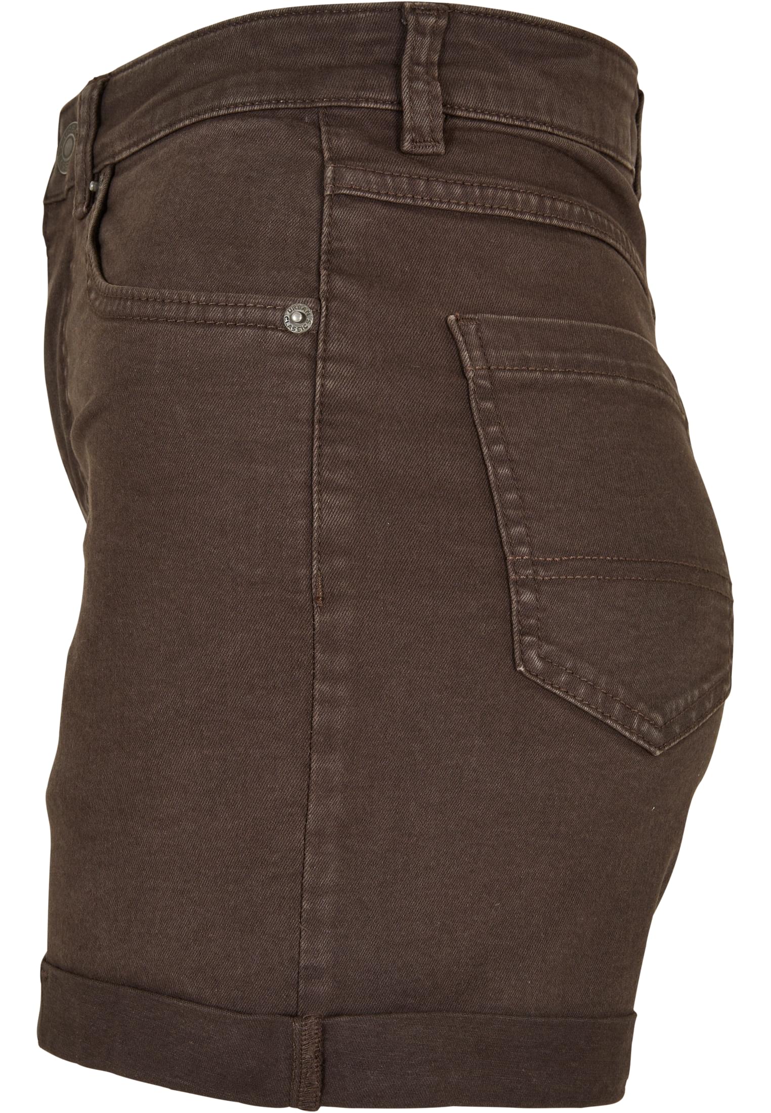 Ladies Colored Strech Denim Shorts | brown