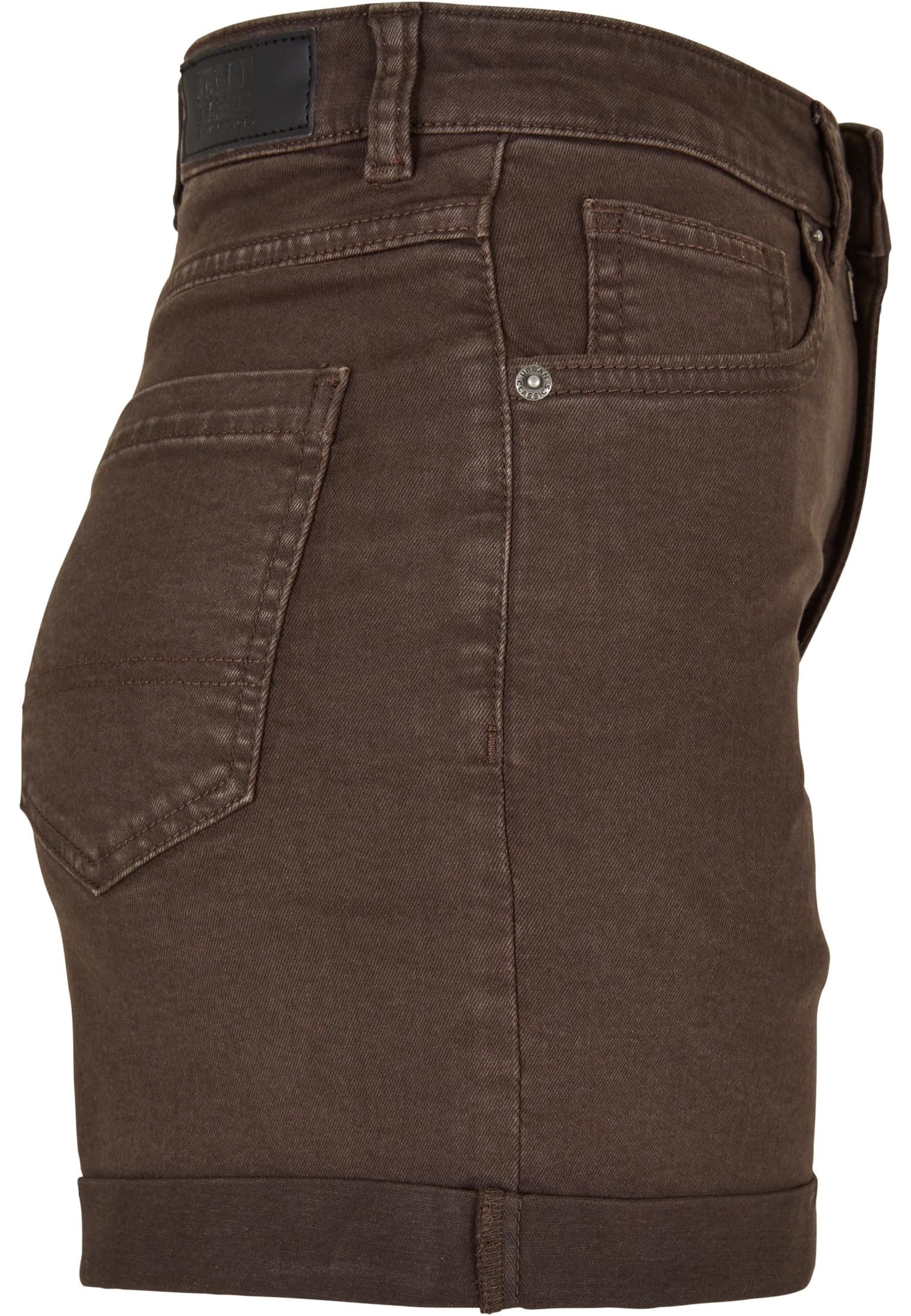 Ladies Colored Strech Denim Shorts | brown