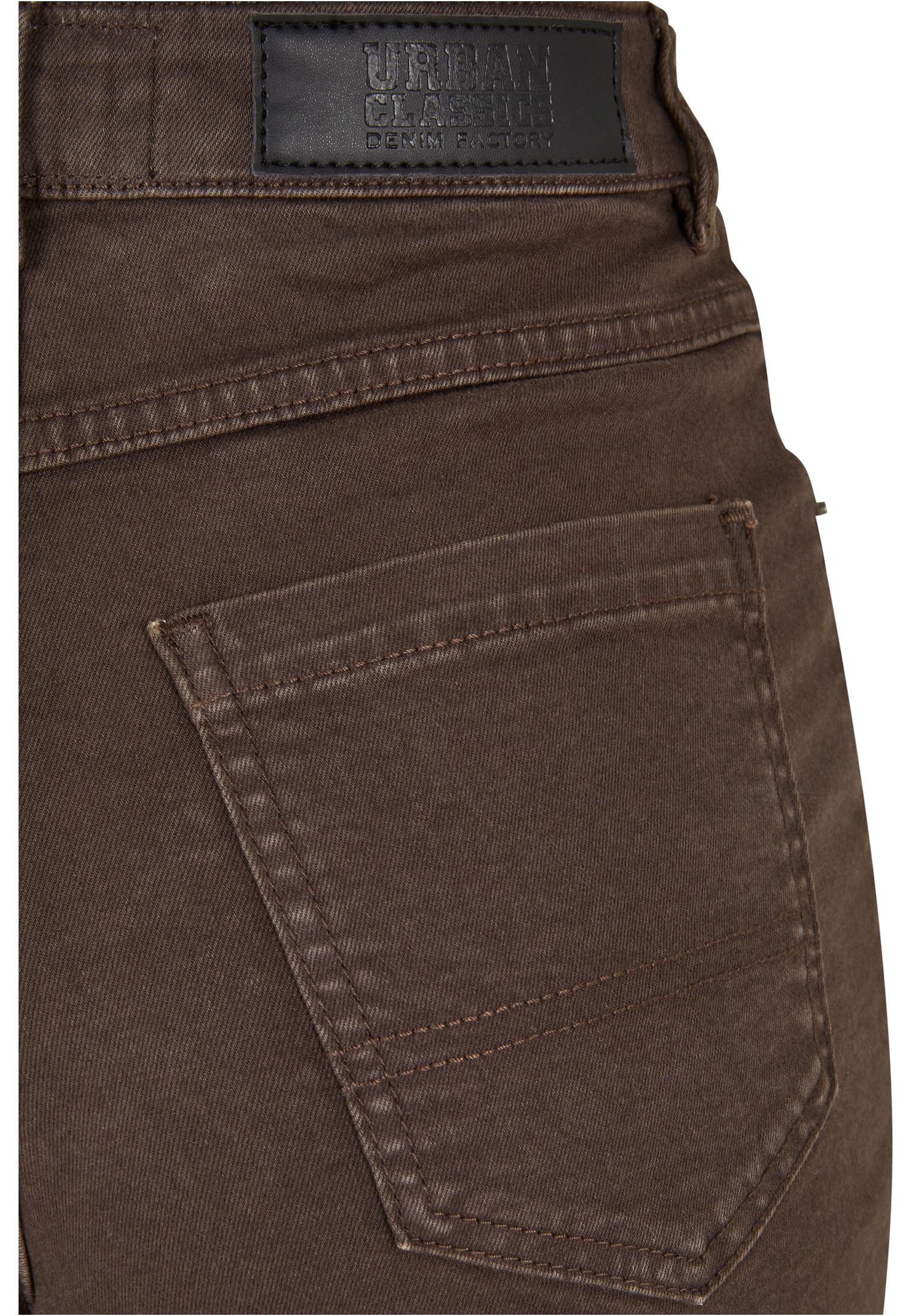 Ladies Colored Strech Denim Shorts | brown