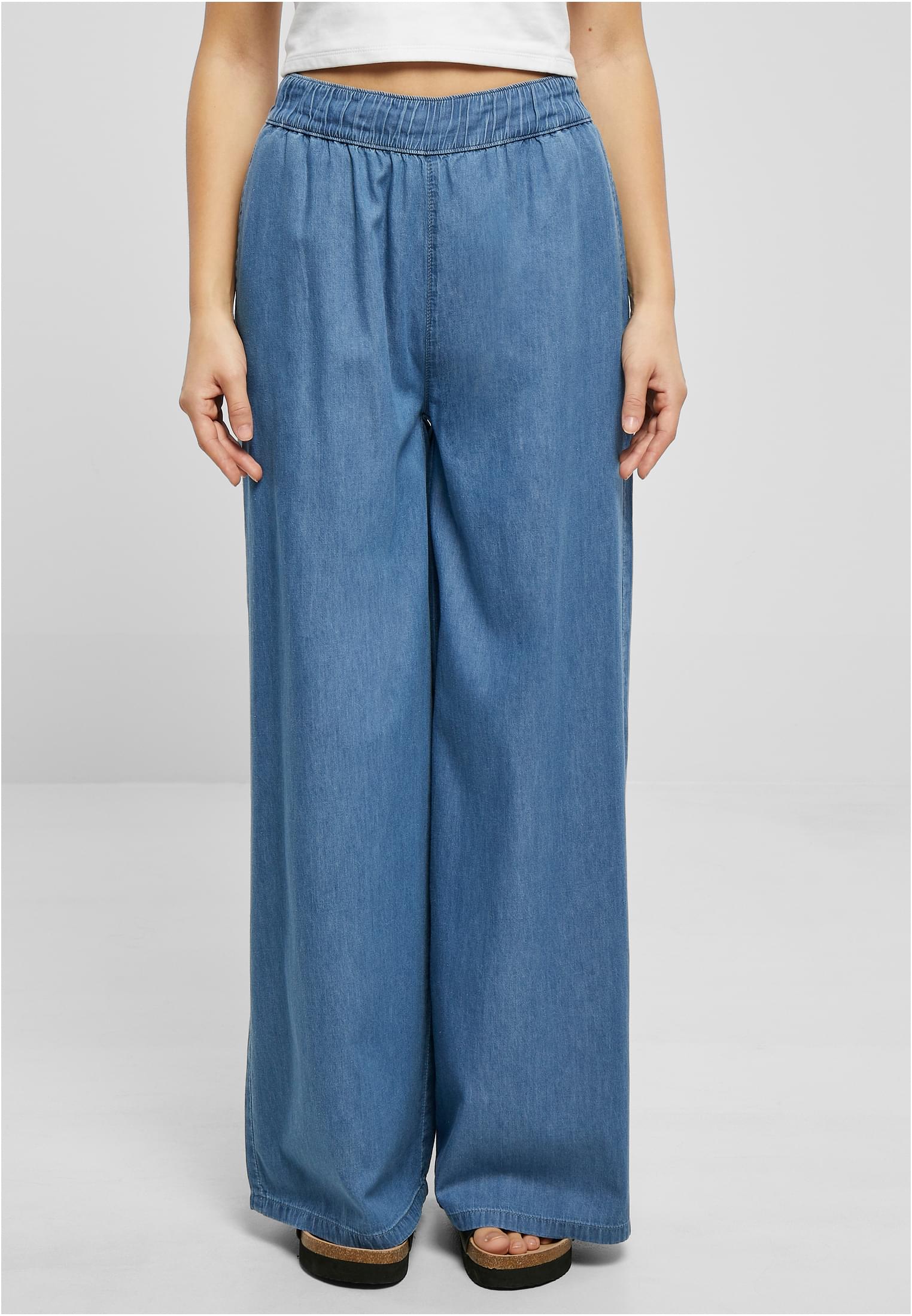 Ladies Light Denim Wide Leg Pants | skyblue washed