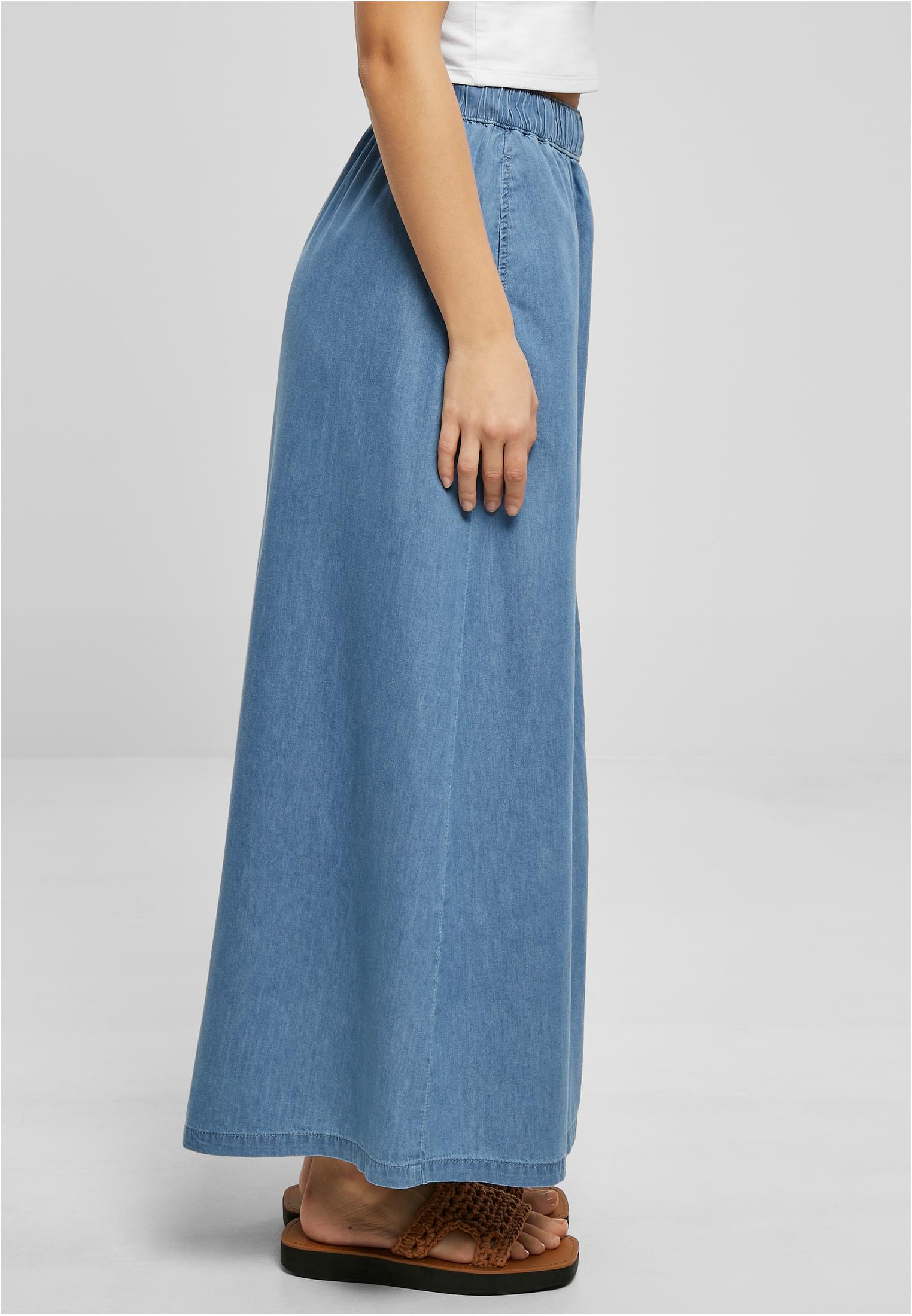 Ladies Long Wide Light Denim Skirt | skyblue washed