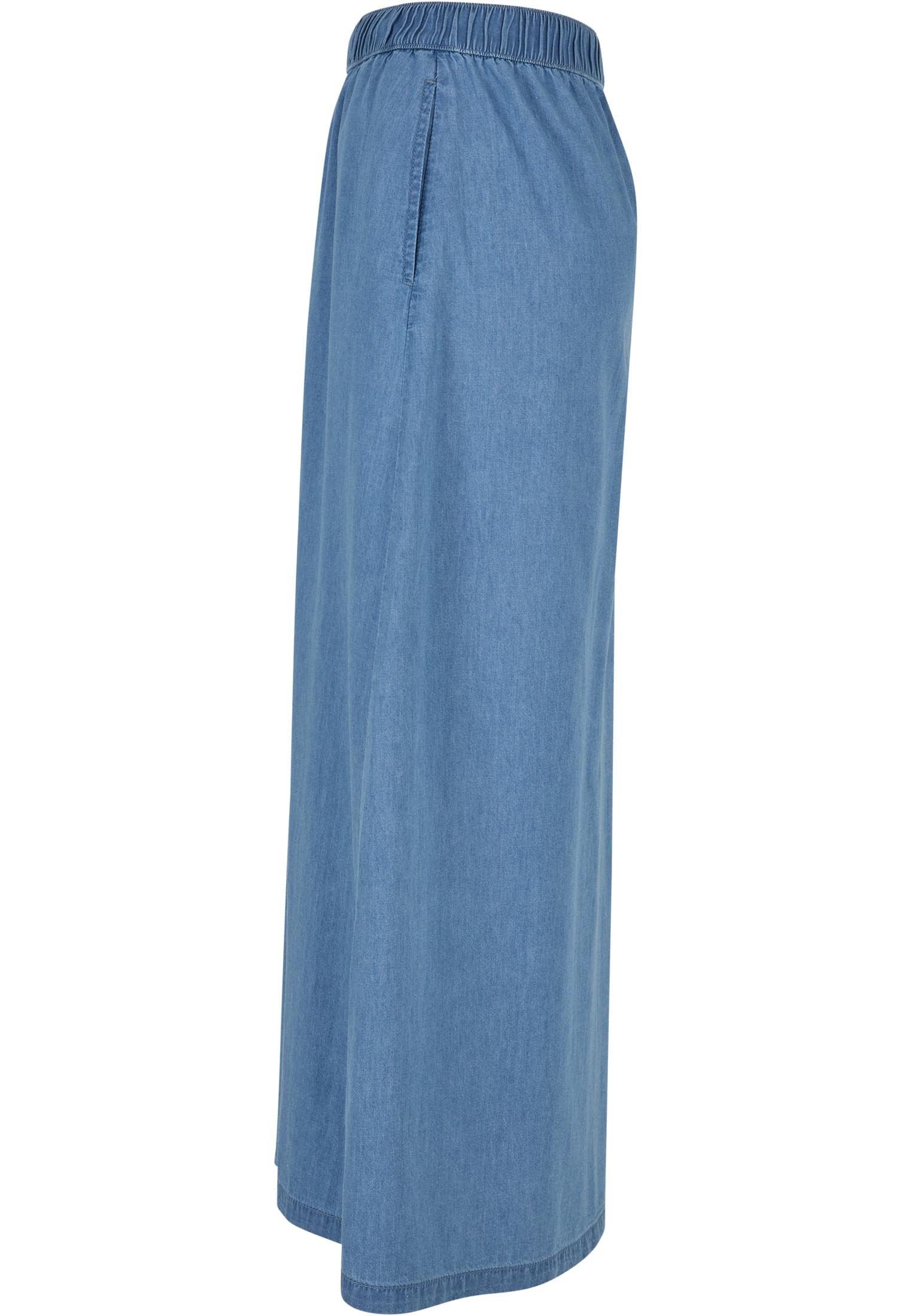 Ladies Long Wide Light Denim Skirt | skyblue washed