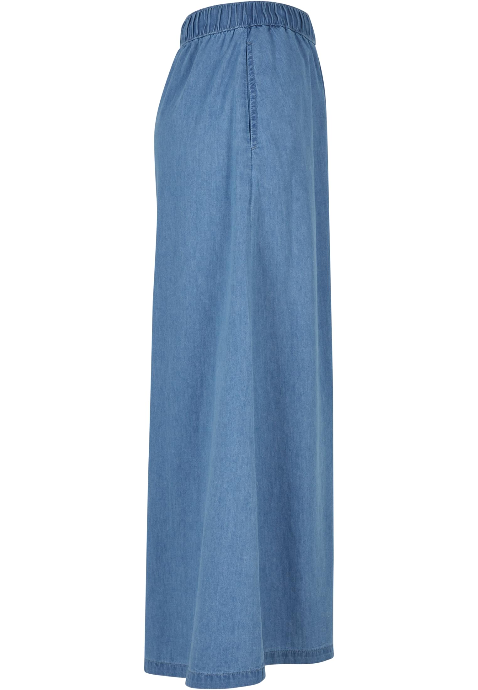 Ladies Long Wide Light Denim Skirt | skyblue washed