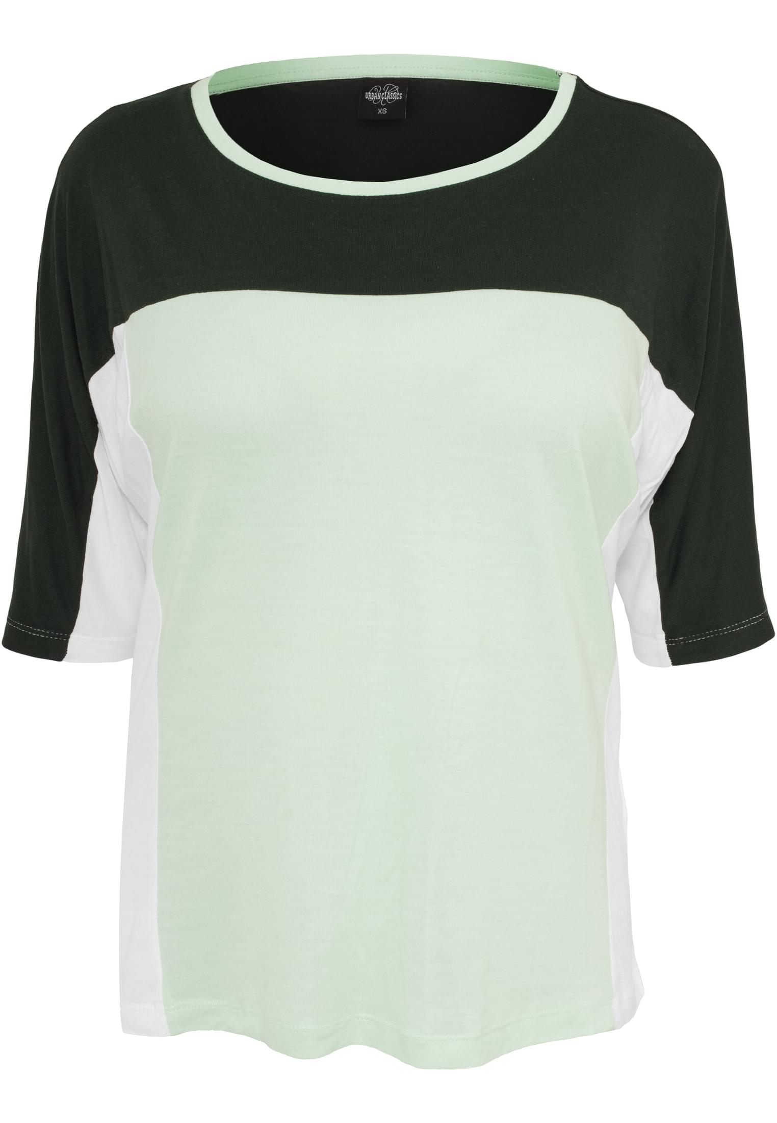 Ladies 3-tone 3/4 Sleeve Tee | d.grn/mint/wht