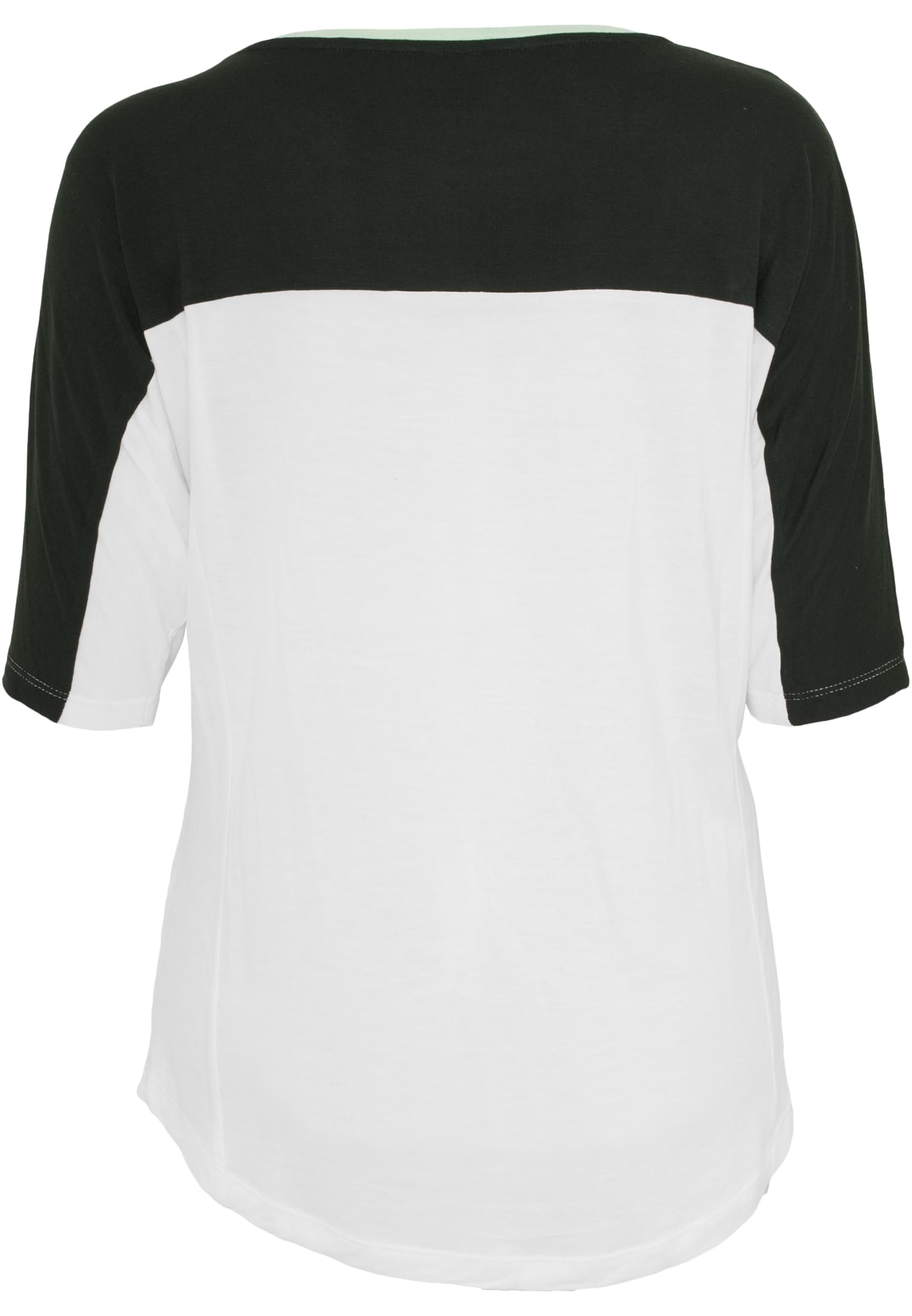 Ladies 3-tone 3/4 Sleeve Tee | d.grn/mint/wht