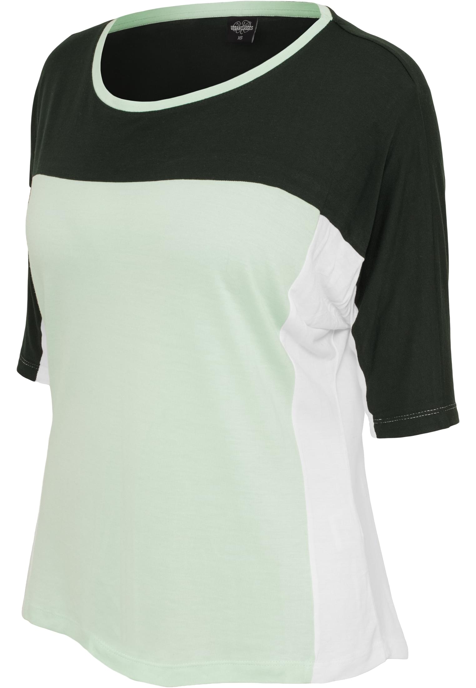 Ladies 3-tone 3/4 Sleeve Tee | d.grn/mint/wht