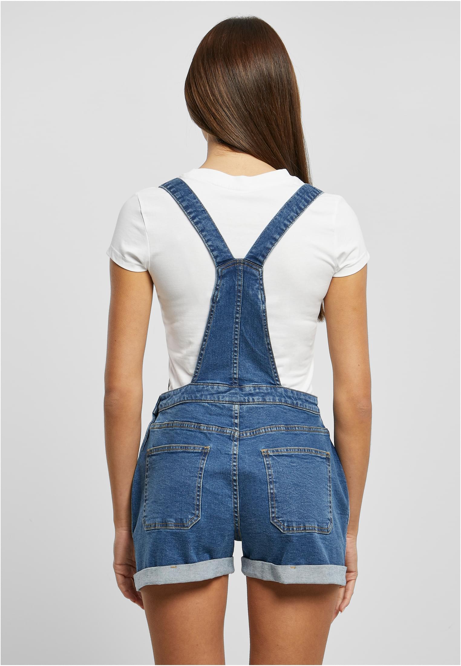 Ladies Organic Short Dungaree | clearblue washed