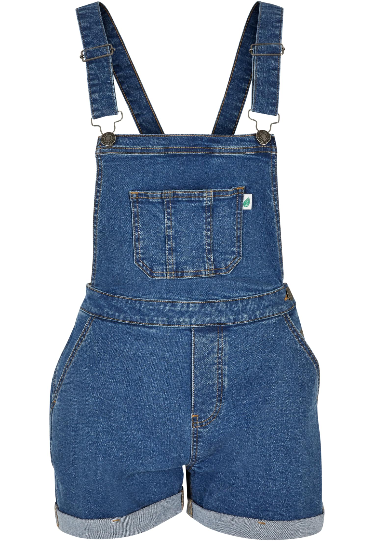 Ladies Organic Short Dungaree | clearblue washed