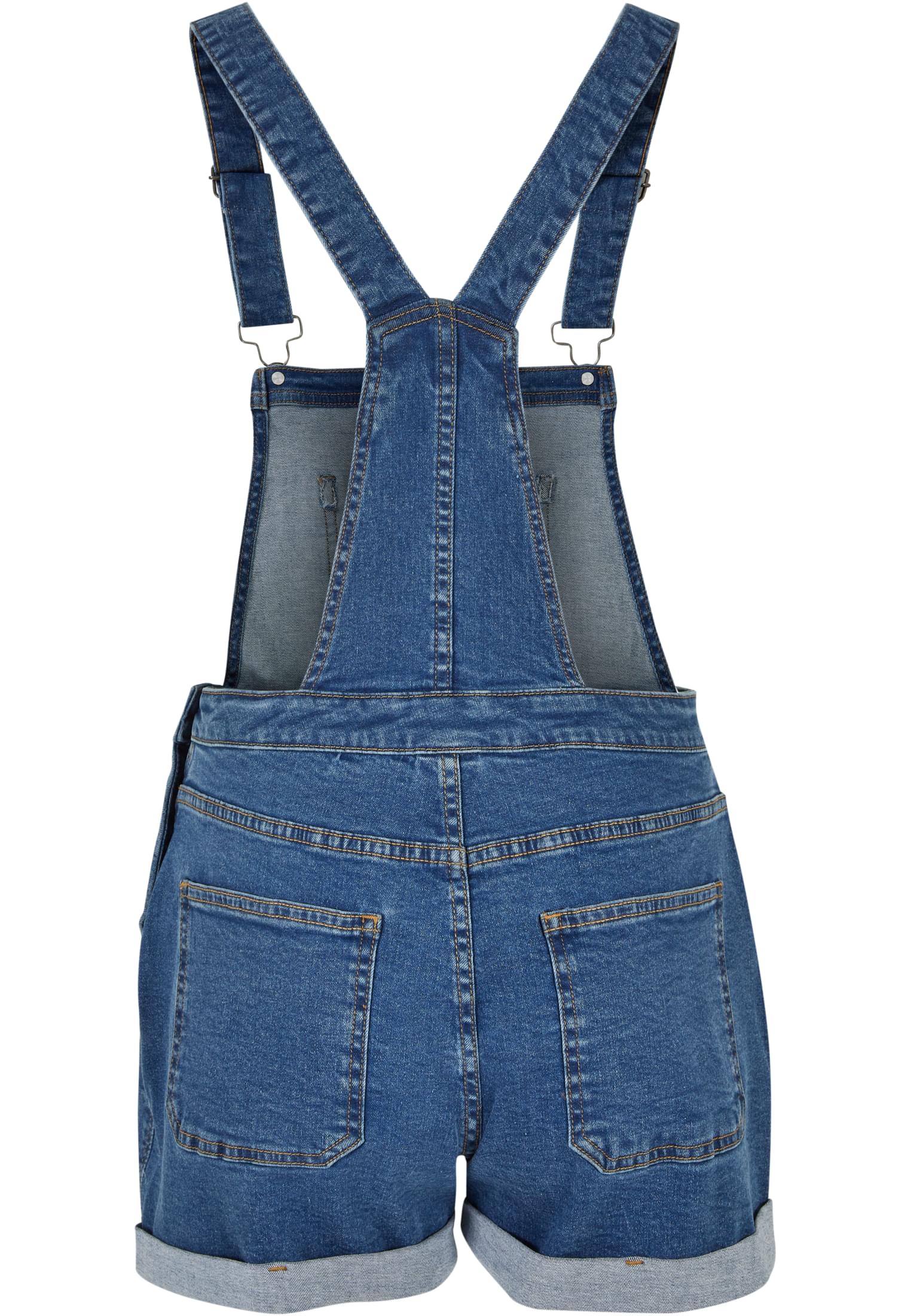 Ladies Organic Short Dungaree | clearblue washed