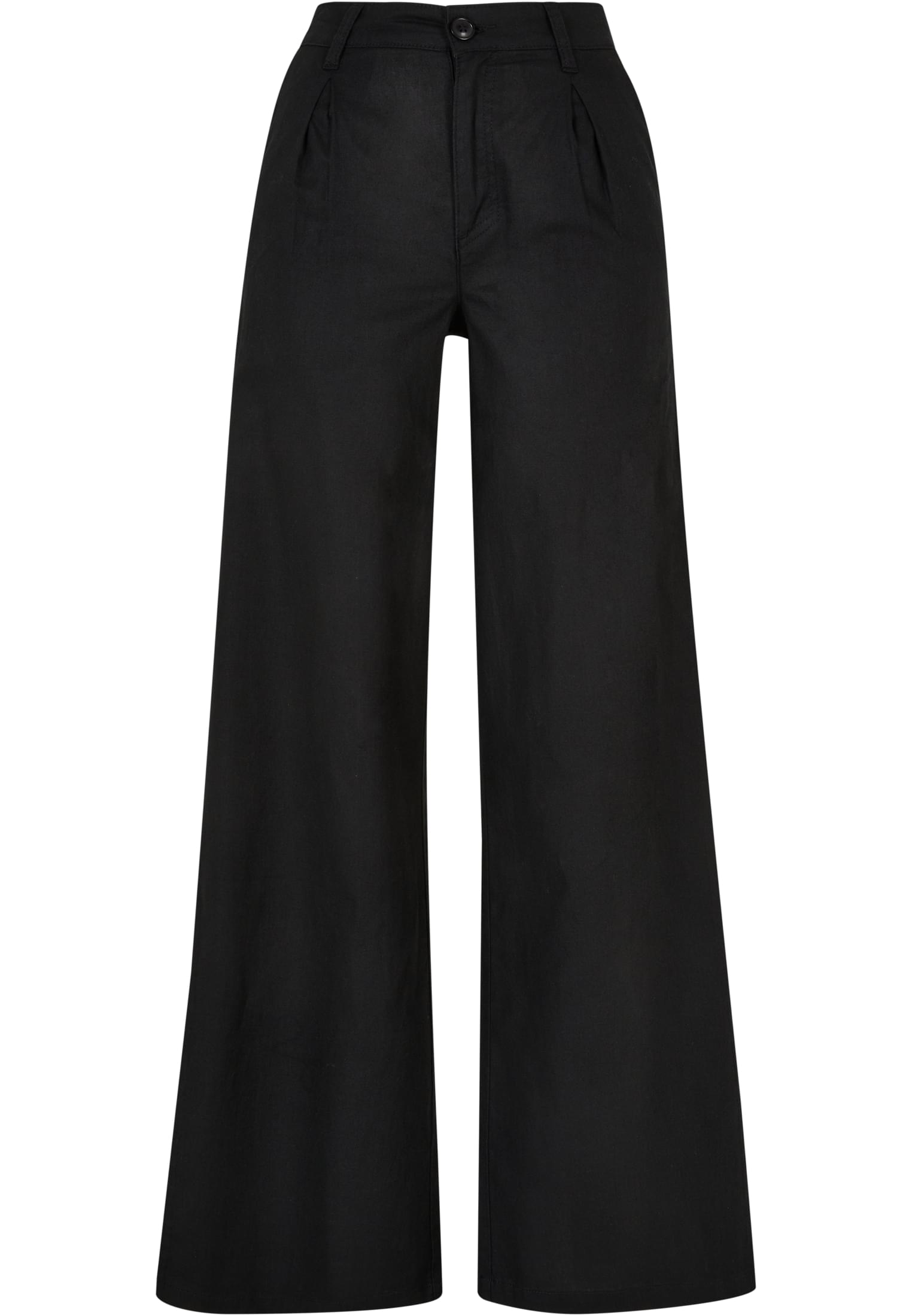 Ladies High Linen Mixed Wide Leg Pants | black