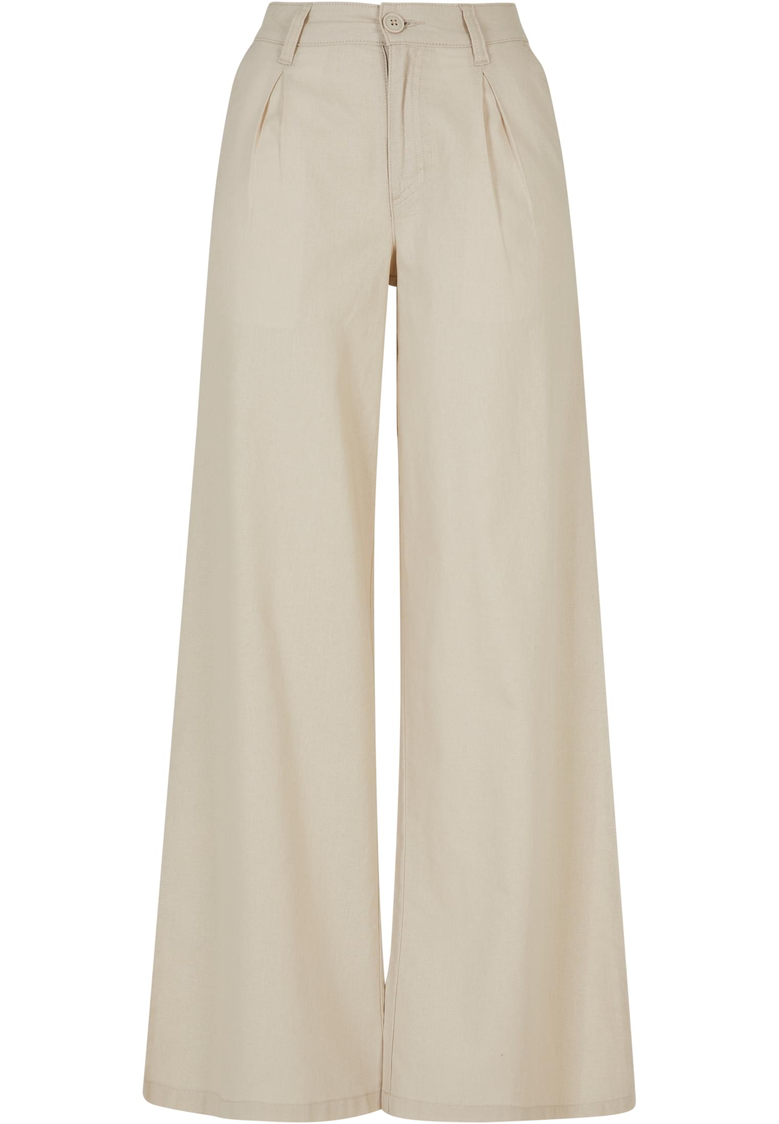 Ladies High Linen Mixed Wide Leg Pants | softseagrass