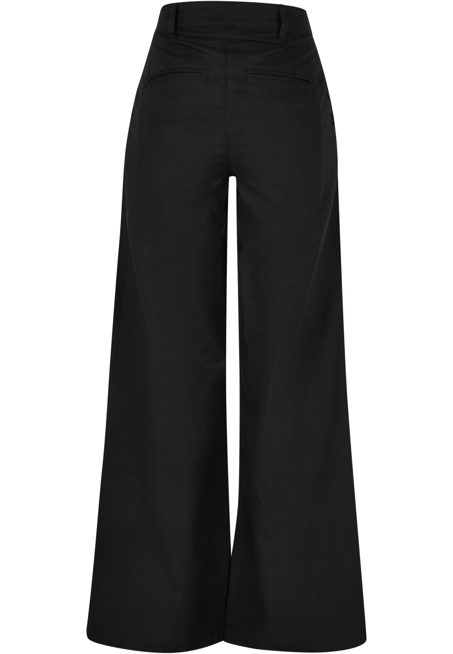 Ladies High Linen Mixed Wide Leg Pants | black