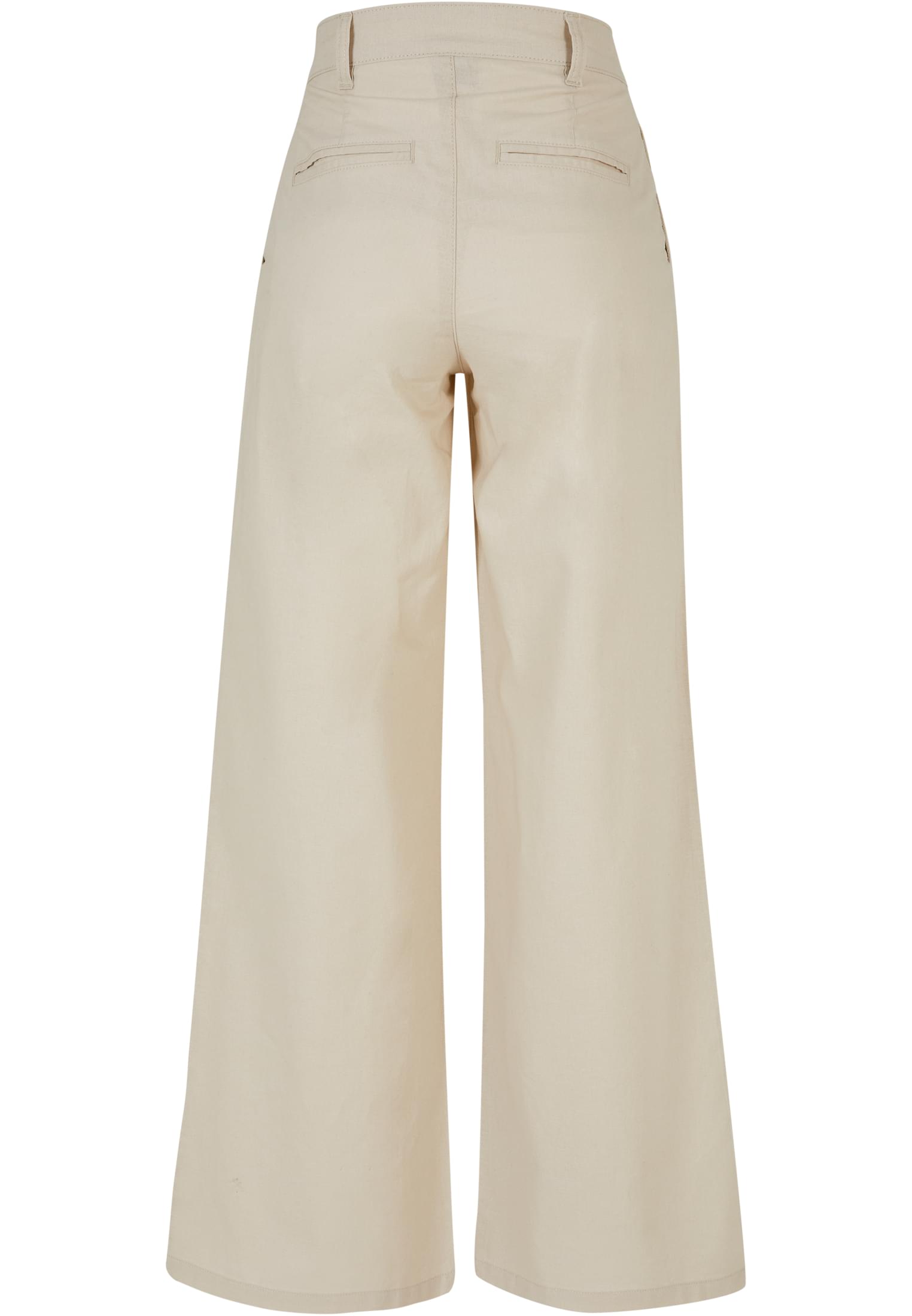 Ladies High Linen Mixed Wide Leg Pants | softseagrass