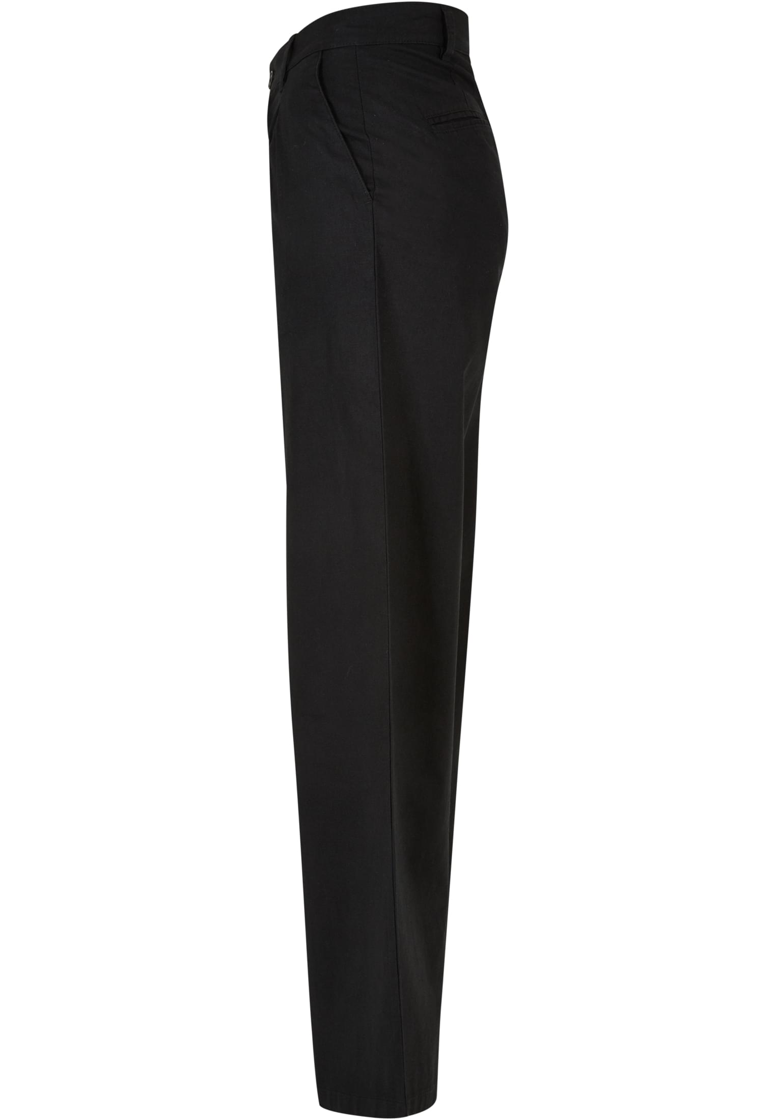 Ladies High Linen Mixed Wide Leg Pants | black