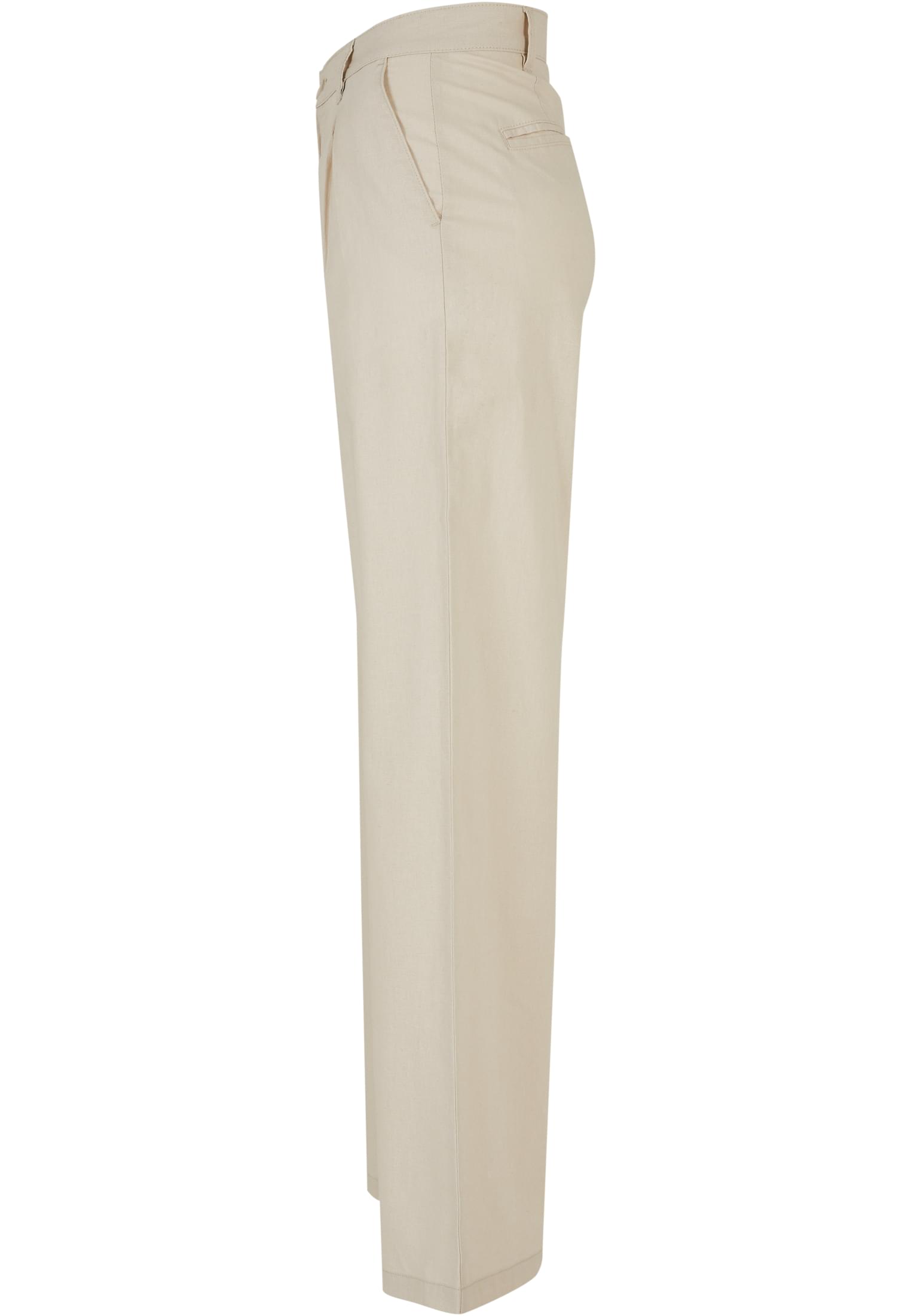 Ladies High Linen Mixed Wide Leg Pants | softseagrass