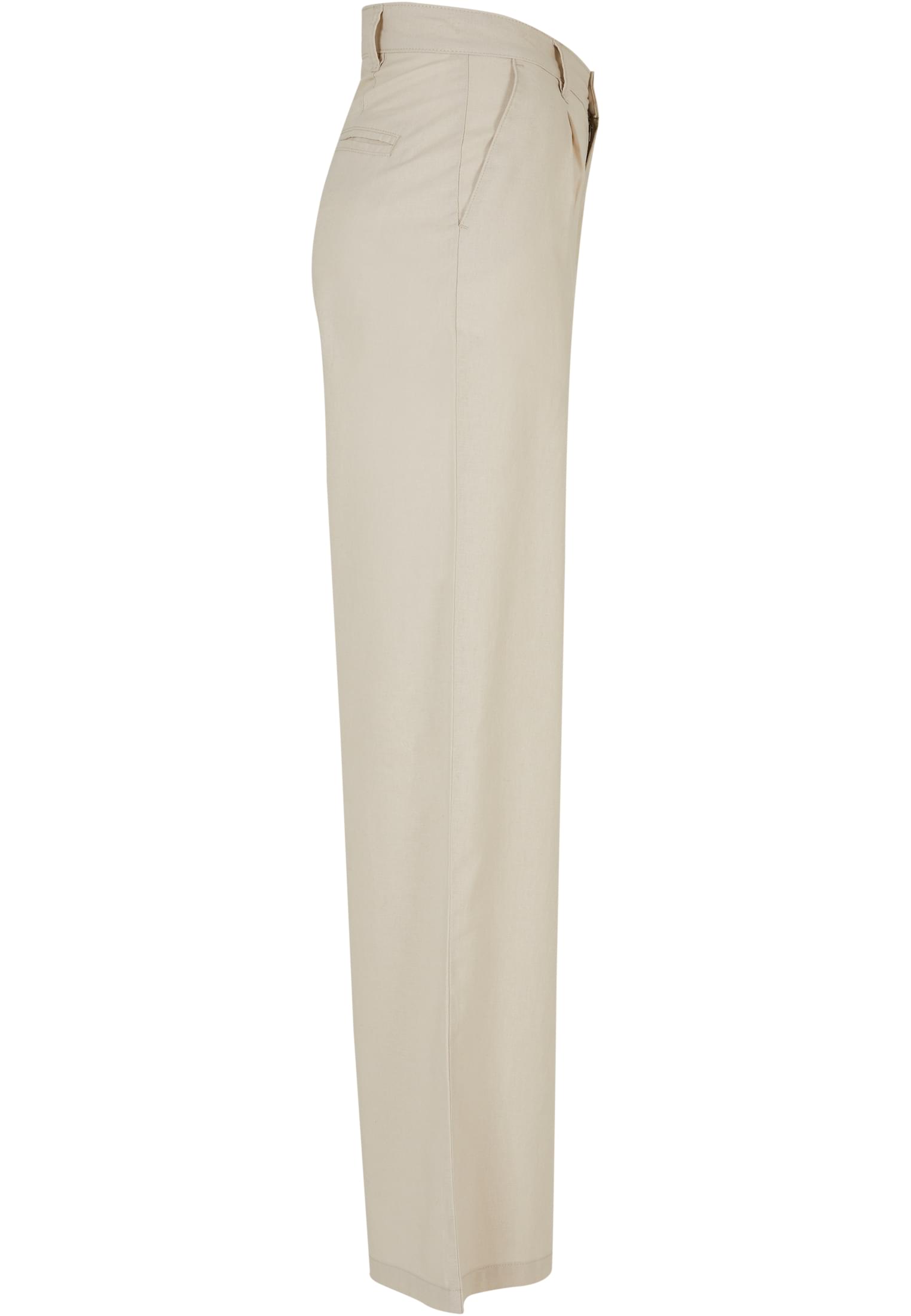 Ladies High Linen Mixed Wide Leg Pants | softseagrass