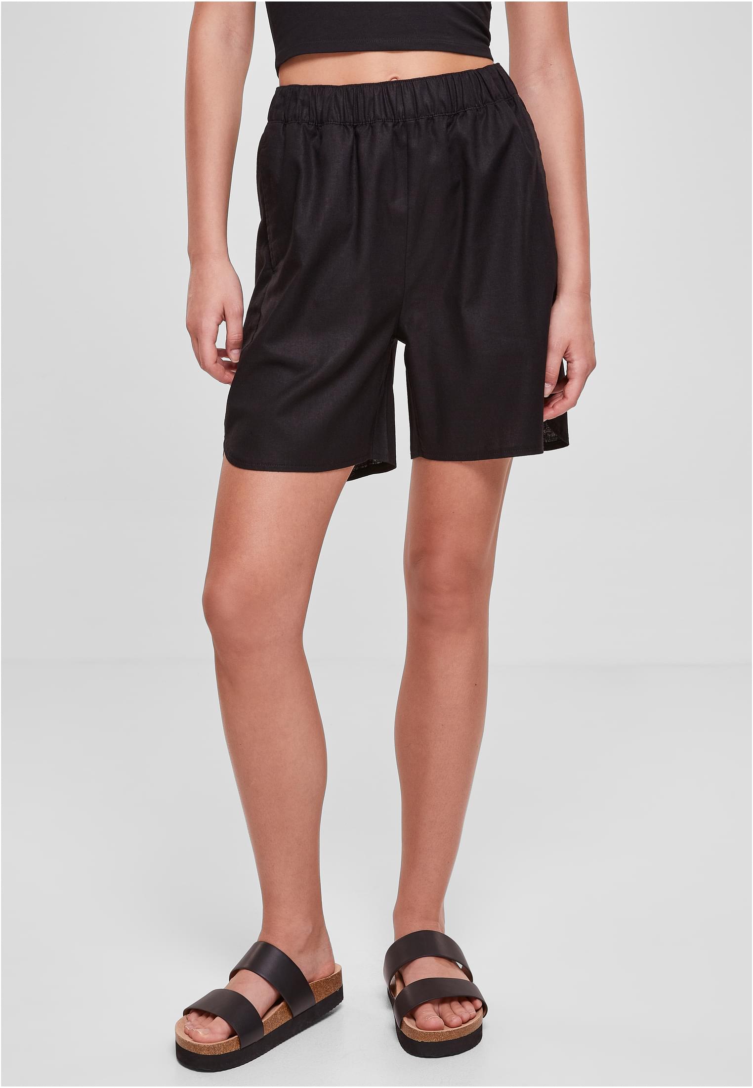 Ladies Linen Mixed Shorts | black