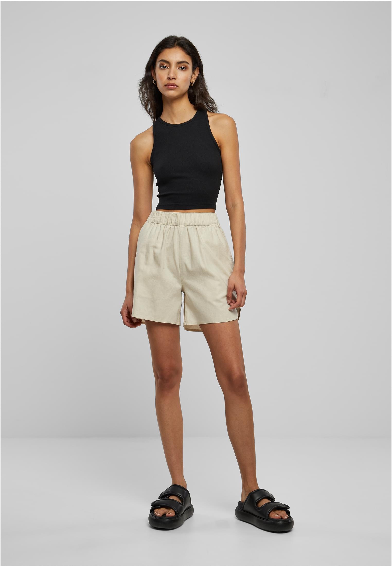 Ladies Linen Mixed Shorts | softseagrass