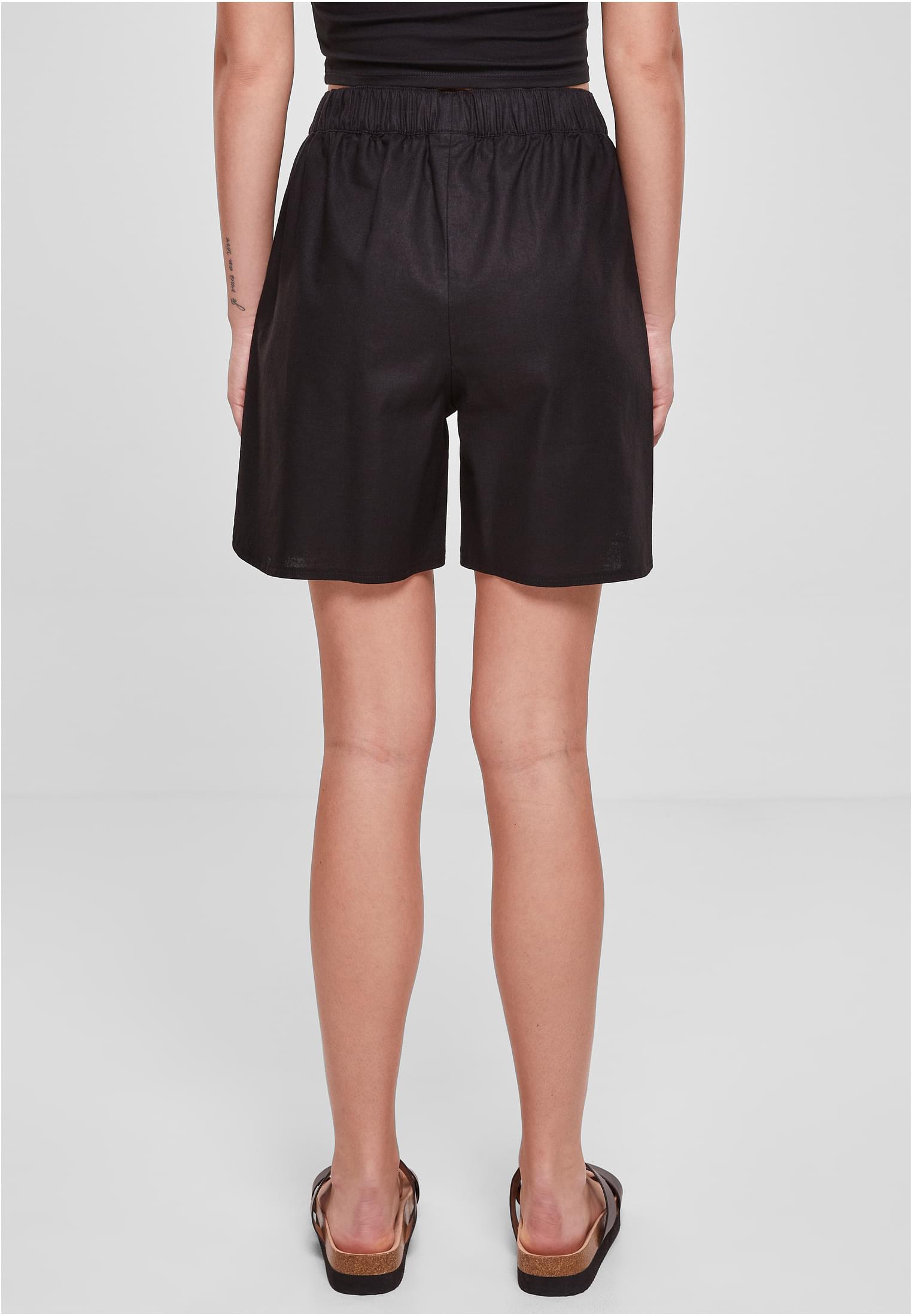 Ladies Linen Mixed Shorts | black