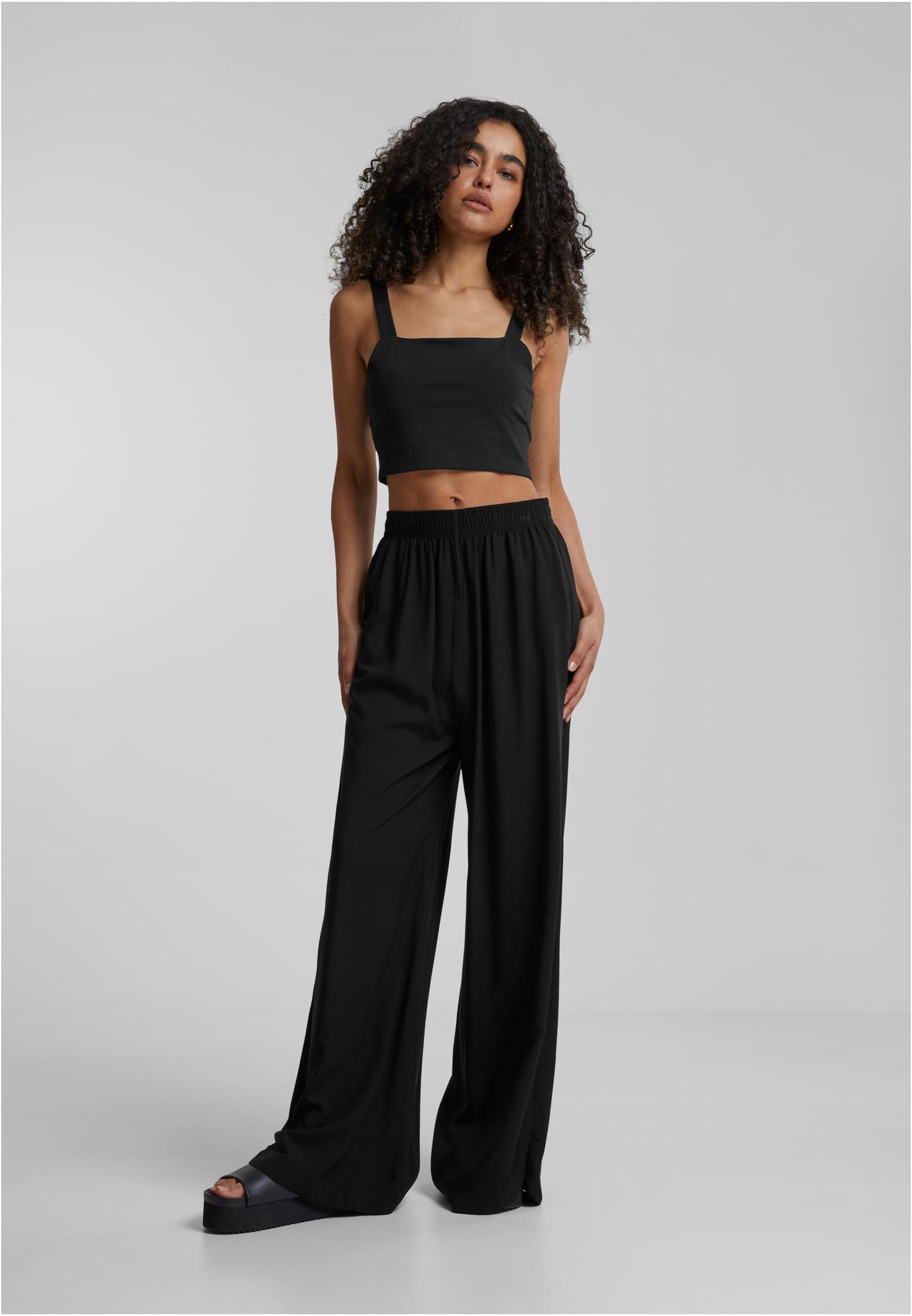 Ladies Wide Leg Viscose Pants | black