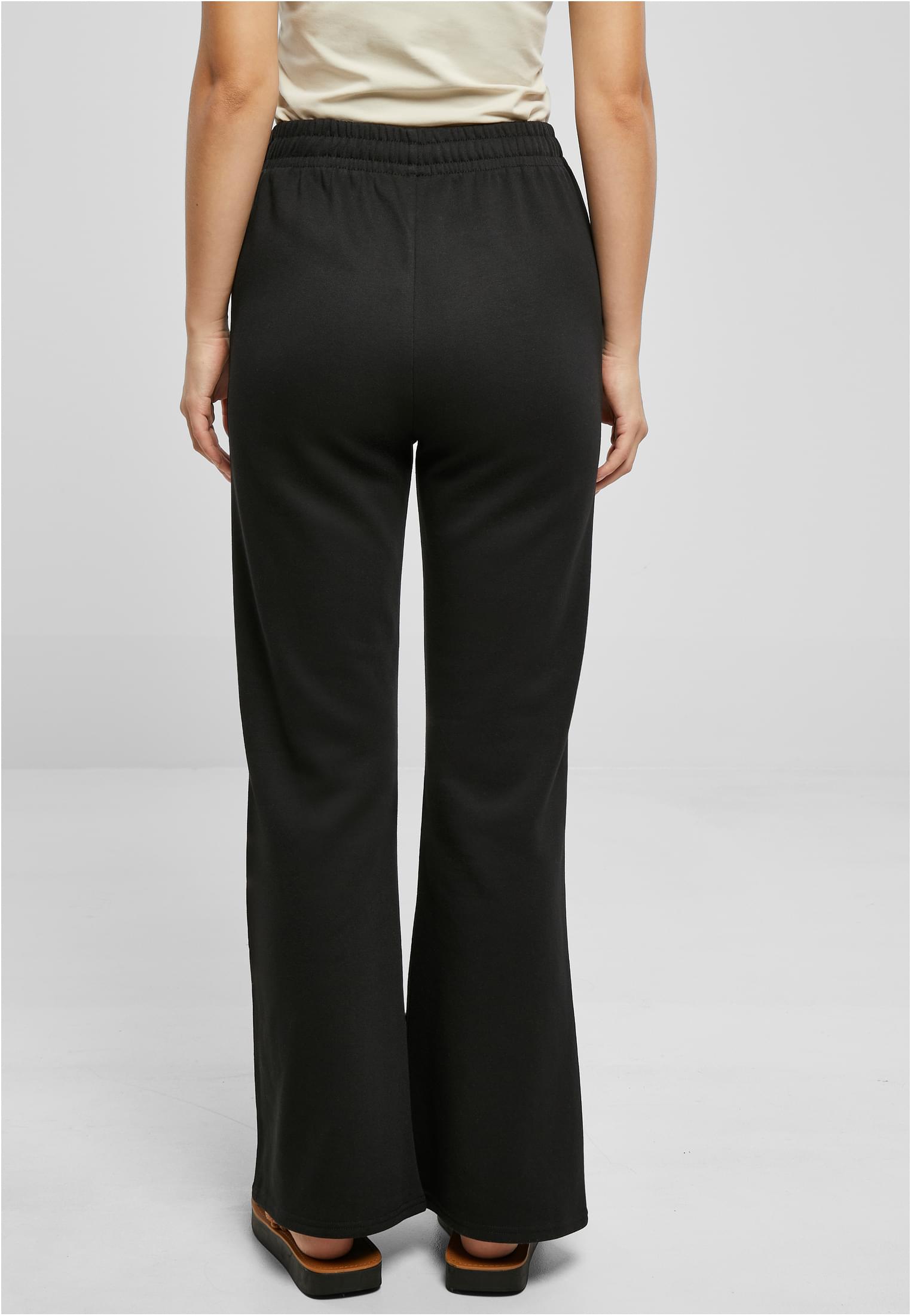 Ladies Flared Pin Tuck Terry Pants | black