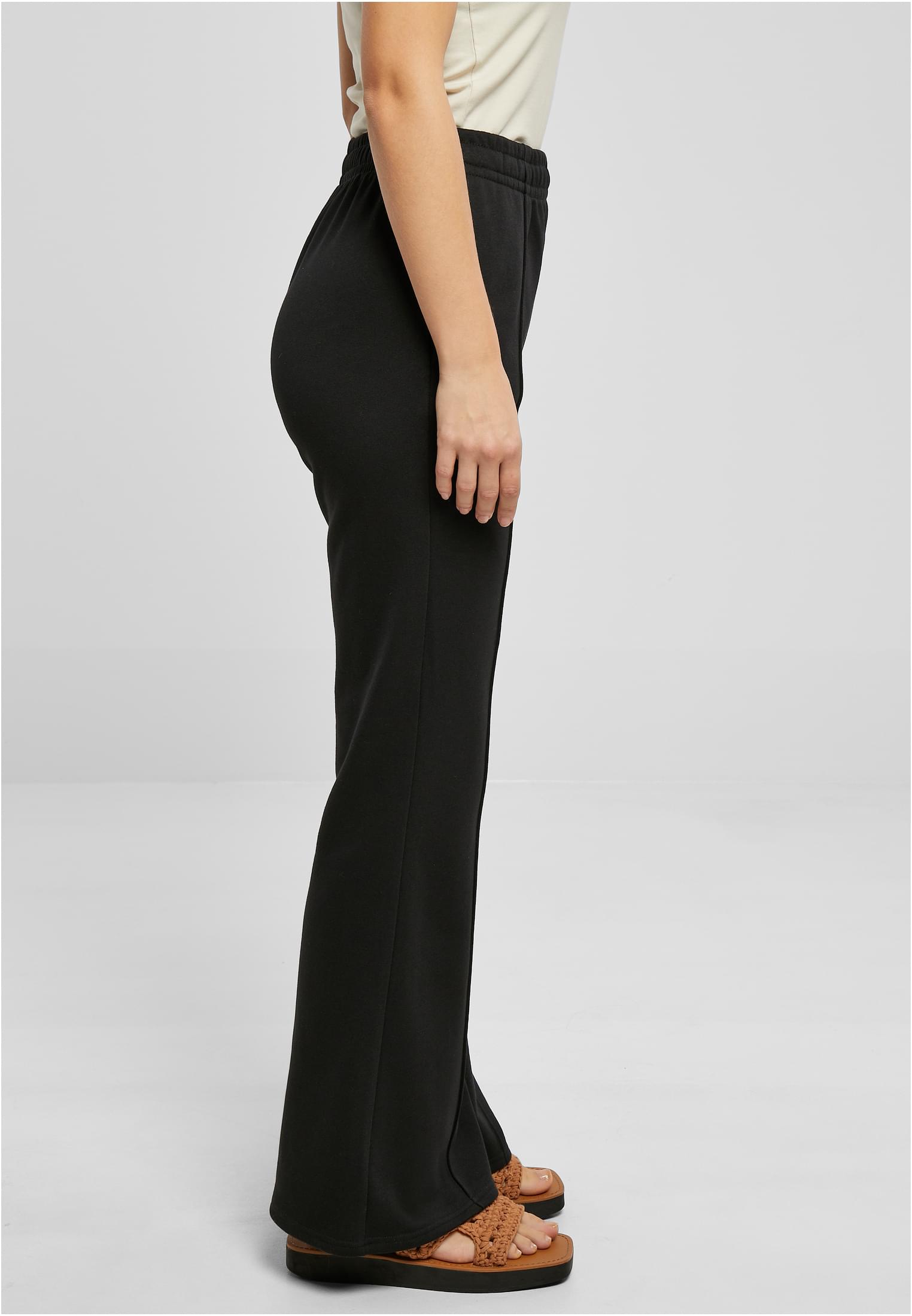 Ladies Flared Pin Tuck Terry Pants | black