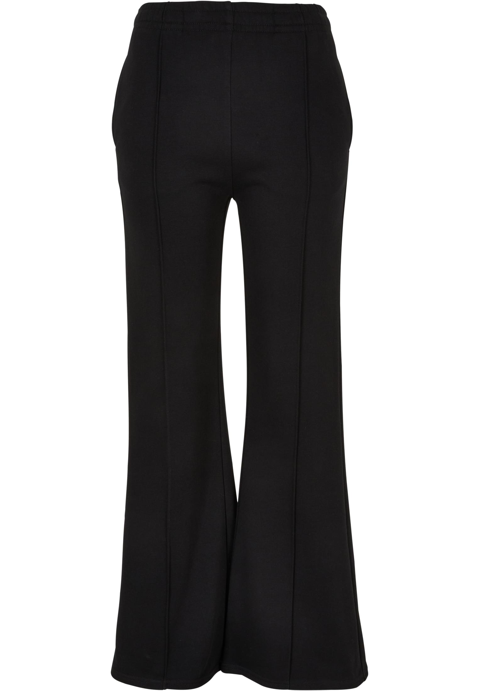 Ladies Flared Pin Tuck Terry Pants | black