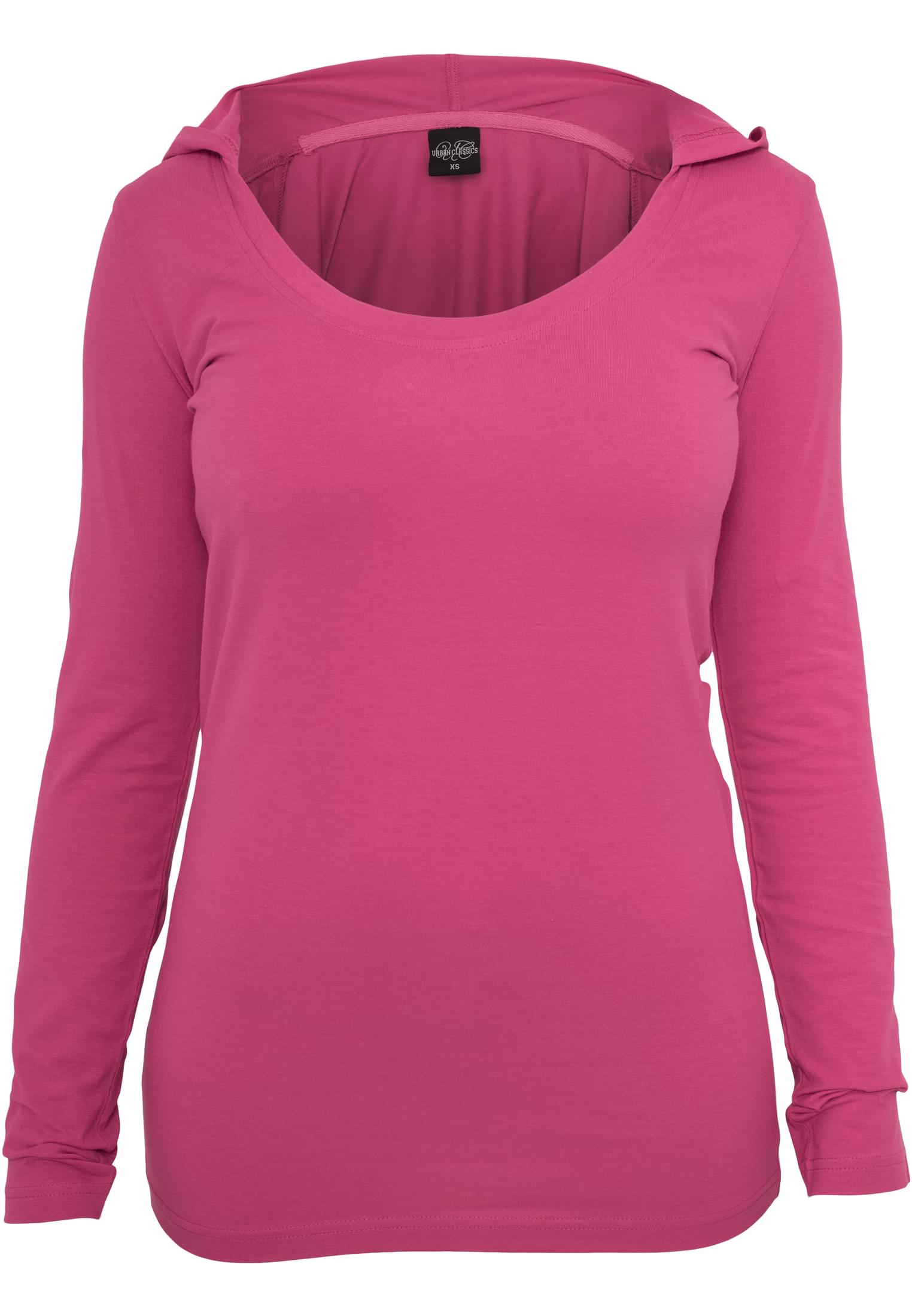 Ladies Deep Neck Jersey Hoody | fuchsia