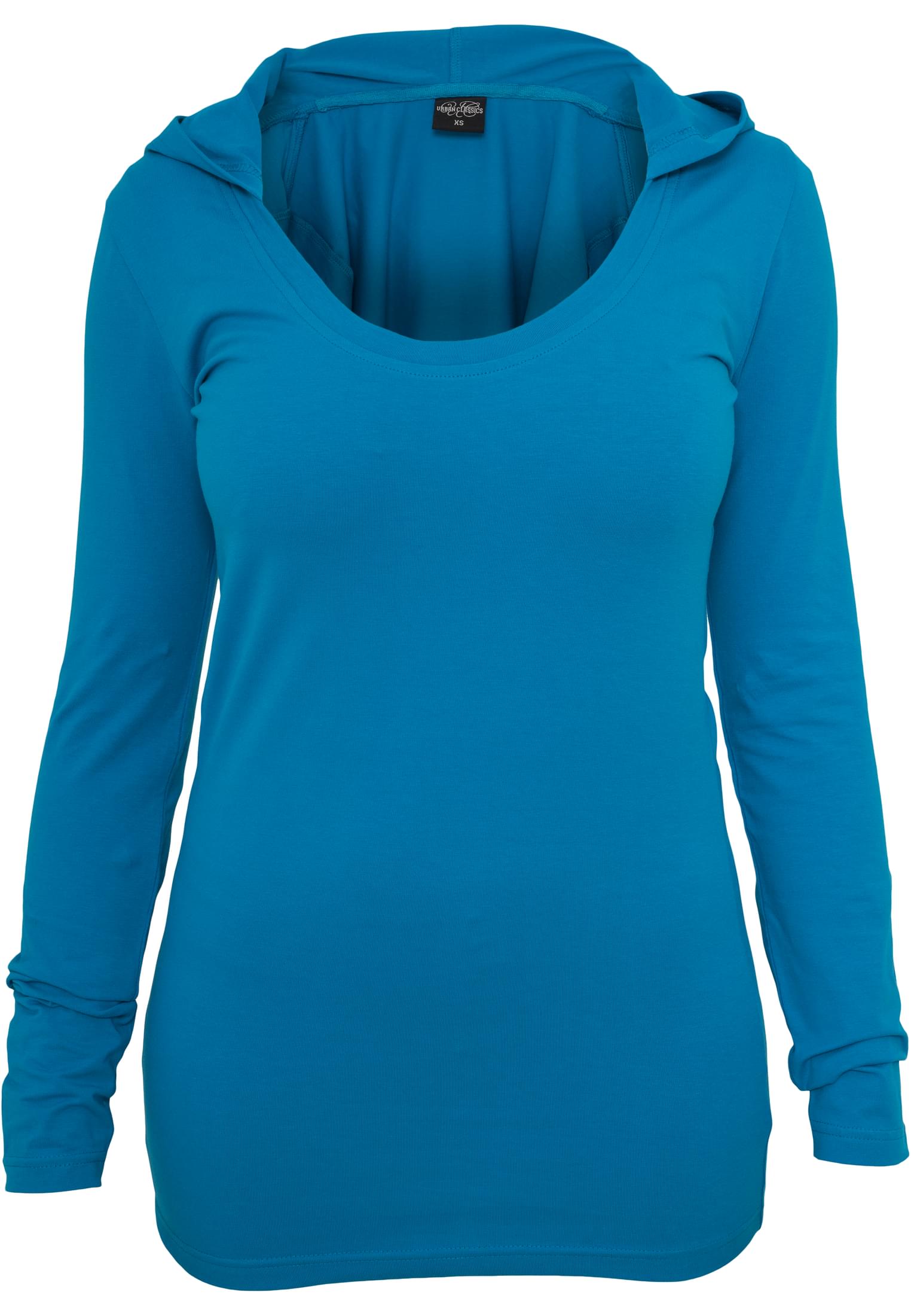 Ladies Deep Neck Jersey Hoody | turquoise