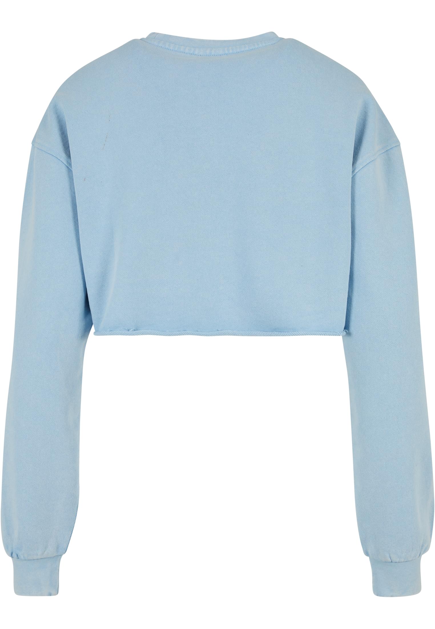 Ladies Cropped Flower Embroidery Terry Crewneck | balticblue