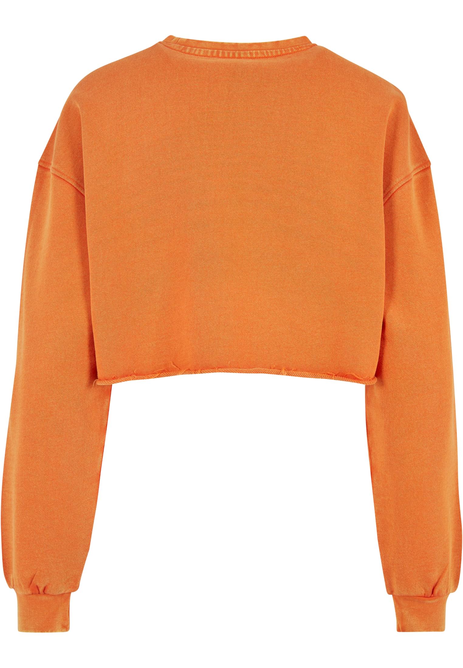 Ladies Cropped Flower Embroidery Terry Crewneck | vintageorange