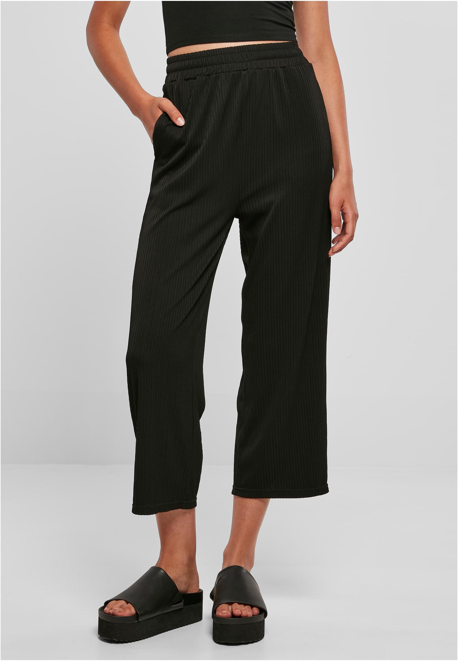 Ladies Straight Leg Rib Interlock Culotte | black