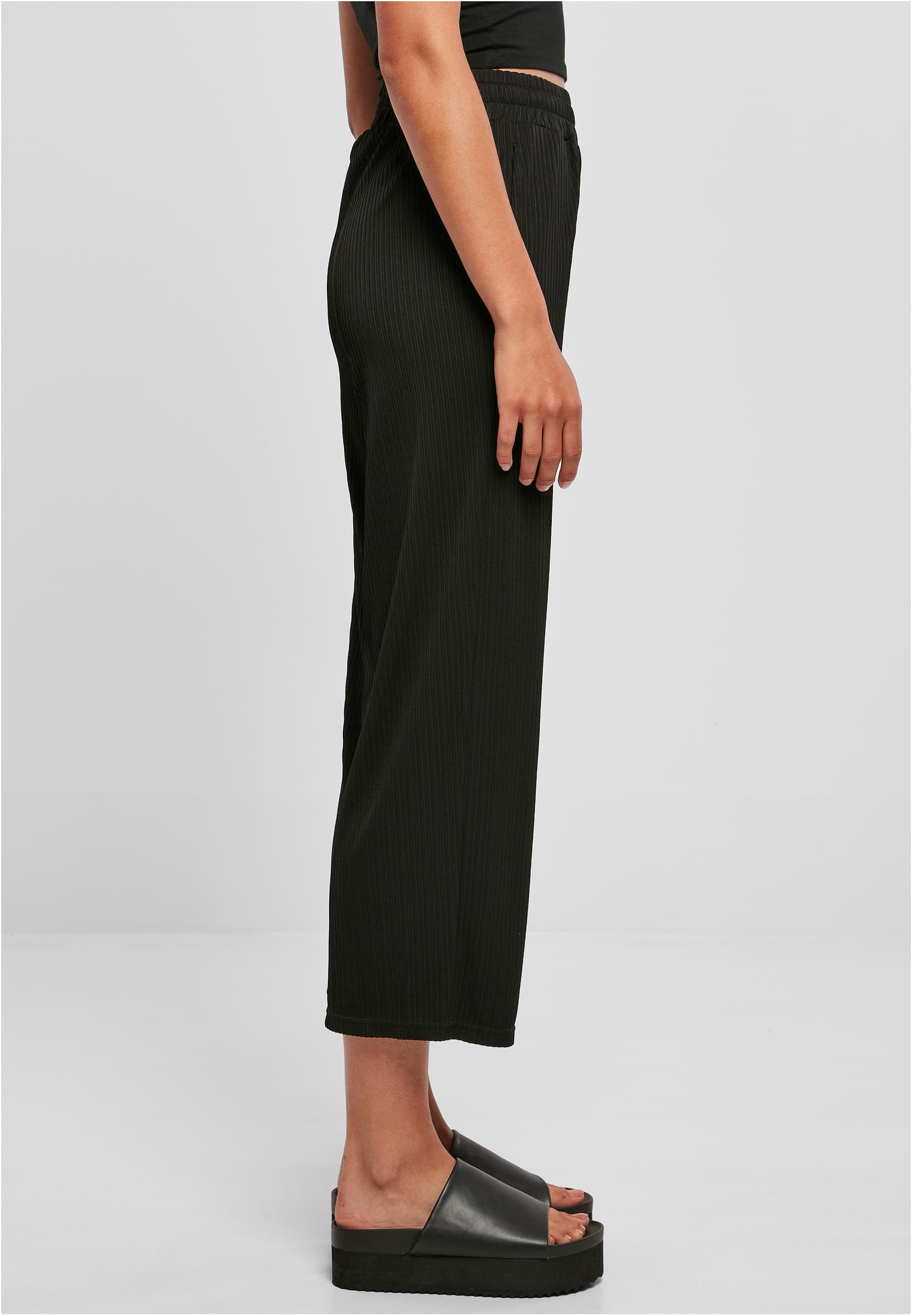 Ladies Straight Leg Rib Interlock Culotte | black