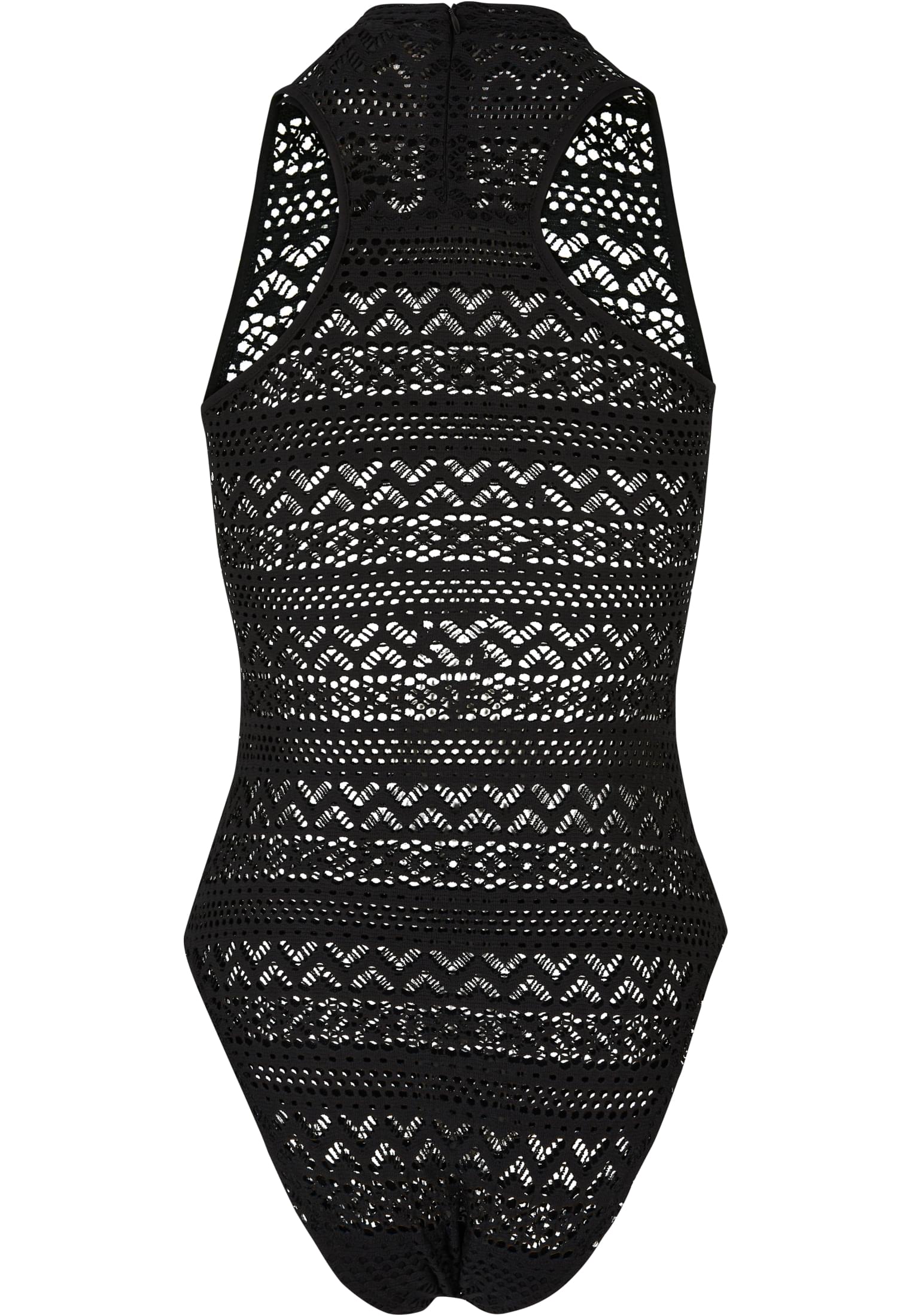 Ladies Crochet Jersey Turtleneck Body | black