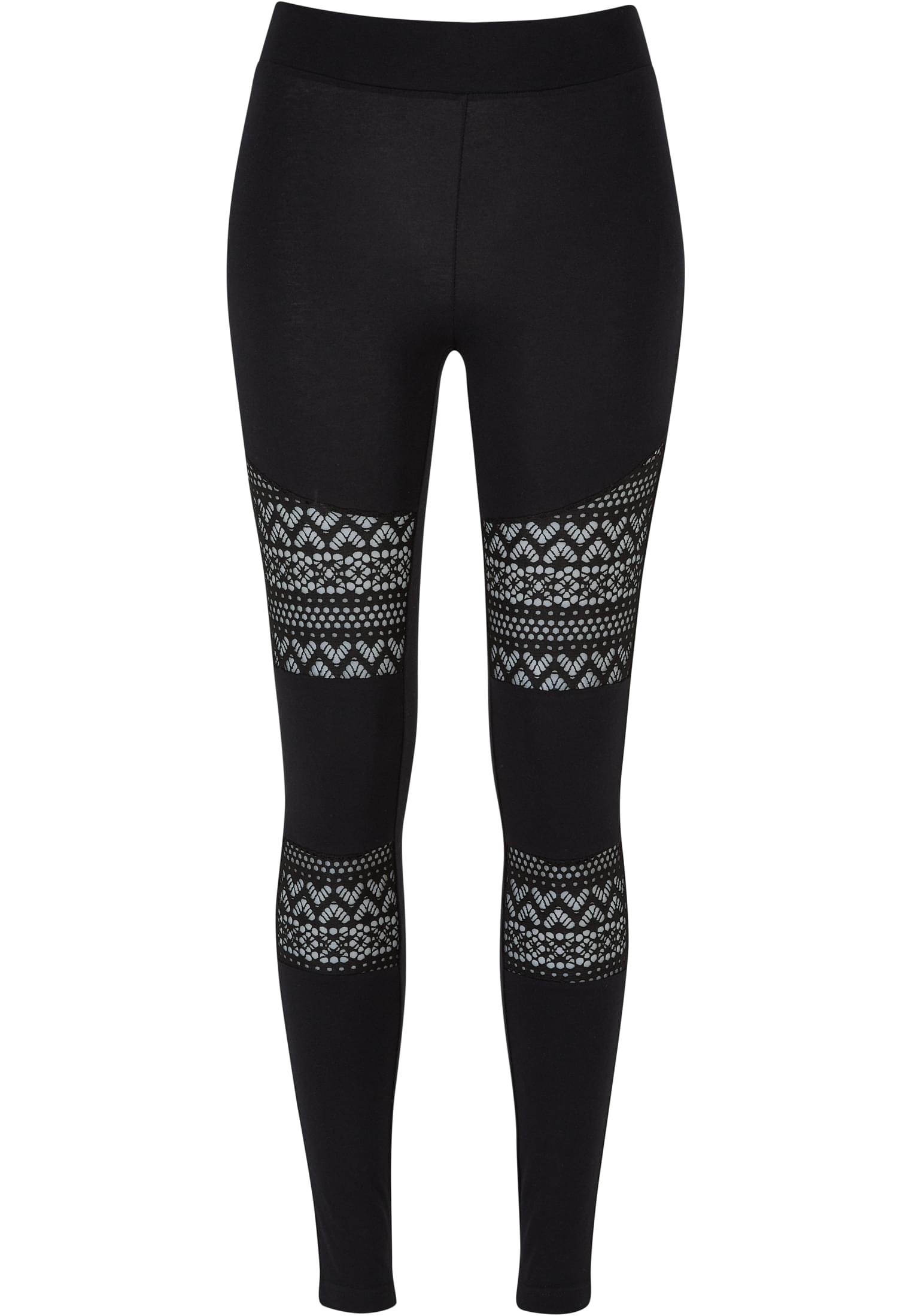 Ladies Crochet Lace Inset Leggings | black