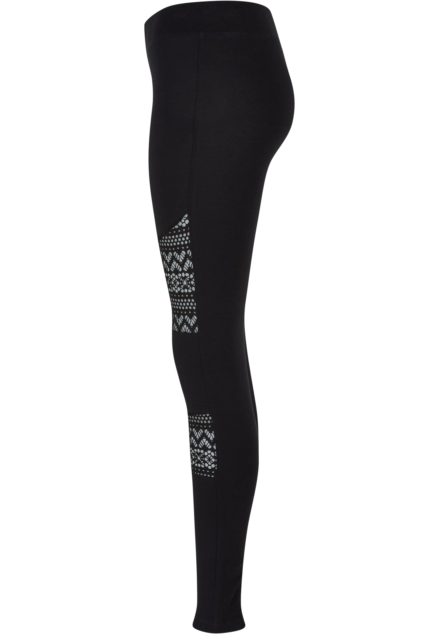 Ladies Crochet Lace Inset Leggings | black