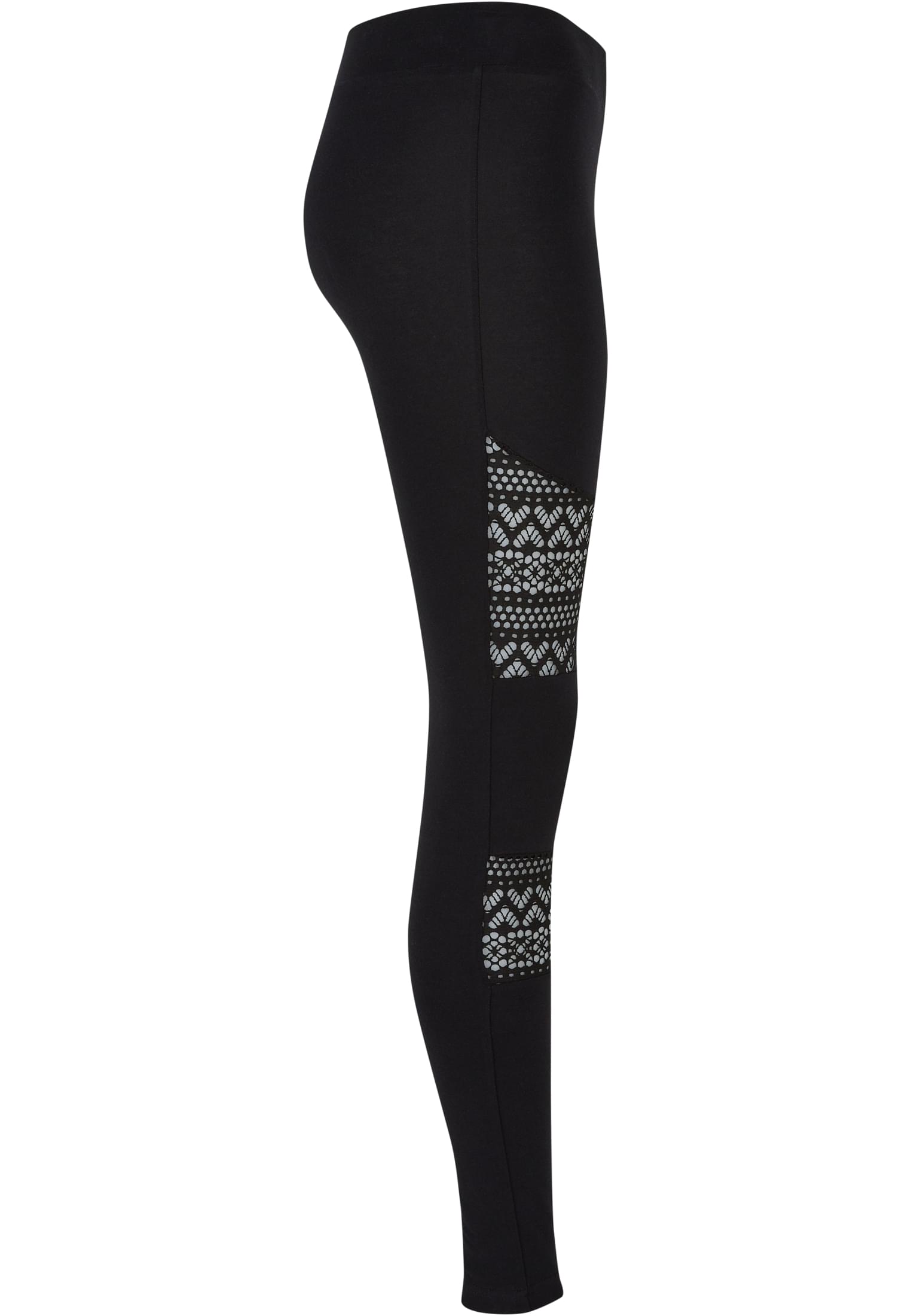 Ladies Crochet Lace Inset Leggings | black