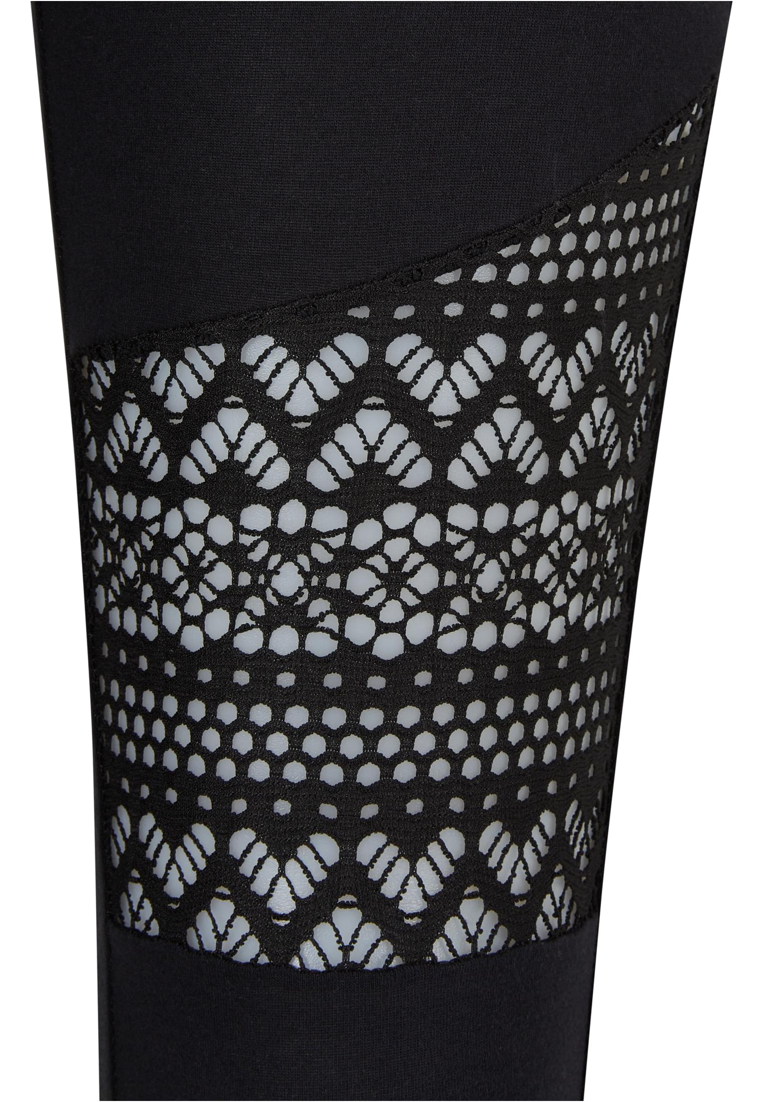 Ladies Crochet Lace Inset Leggings | black