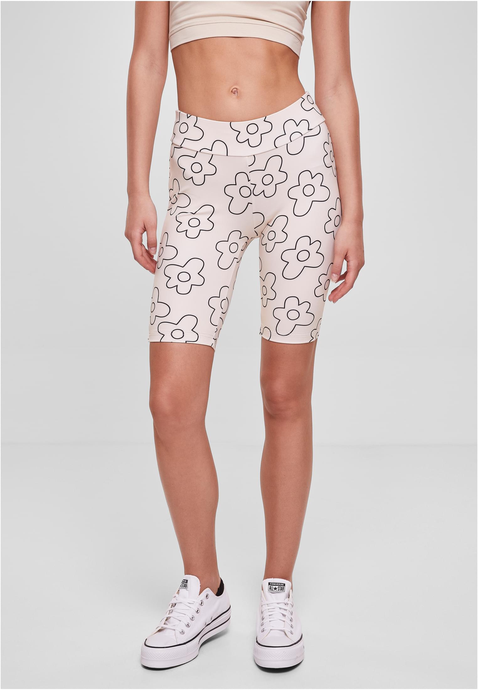 Ladies High Waist AOP Tech Cycle Shorts | softseagrassflower