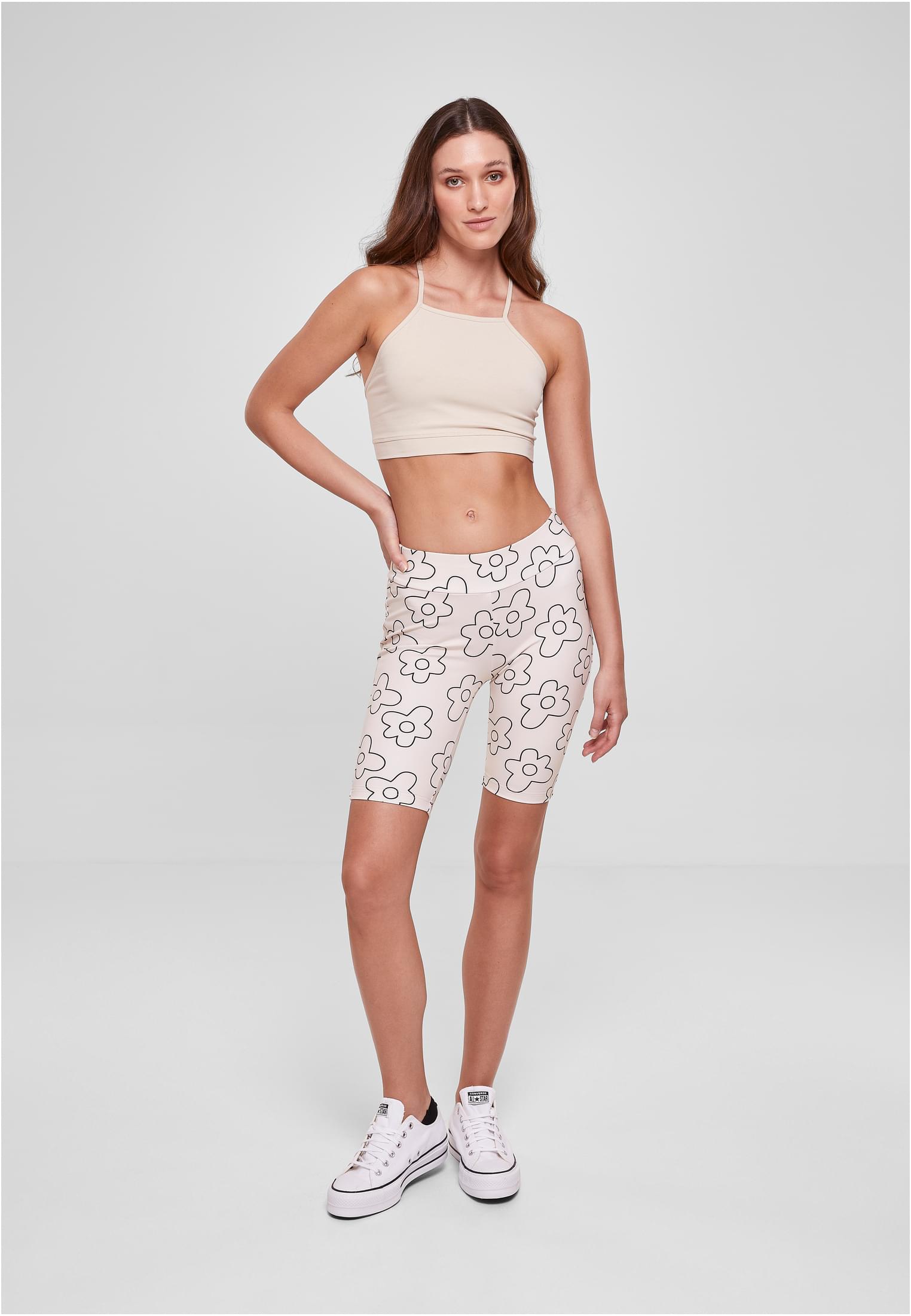 Ladies High Waist AOP Tech Cycle Shorts | softseagrassflower