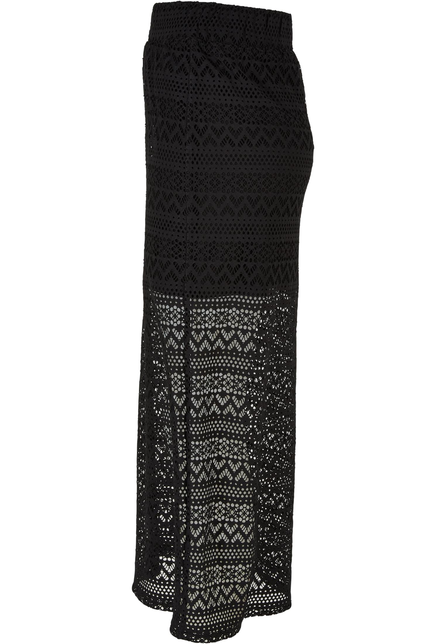 Ladies Stretch Crochet Lace Midi Skirt | black