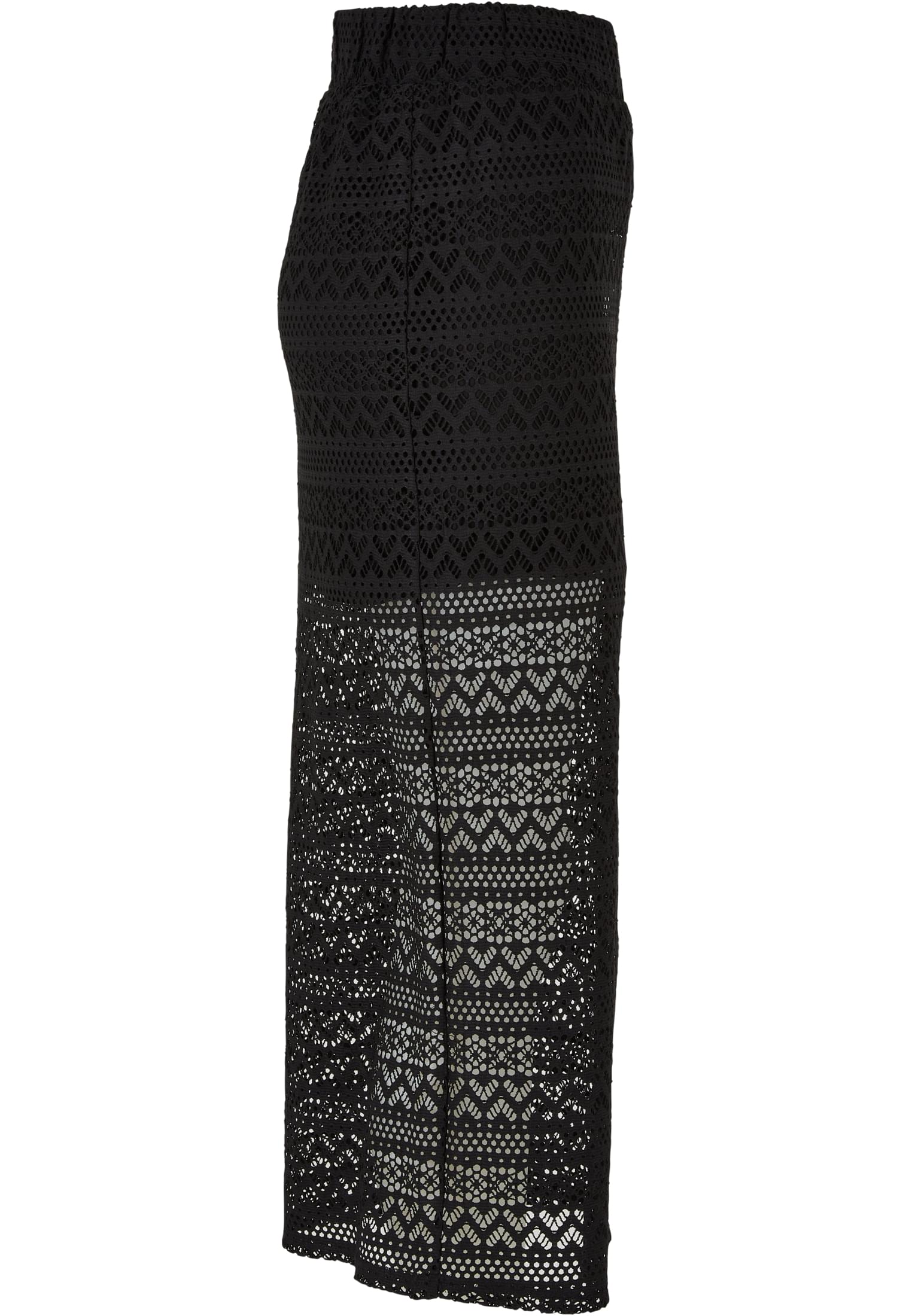 Ladies Stretch Crochet Lace Midi Skirt | black