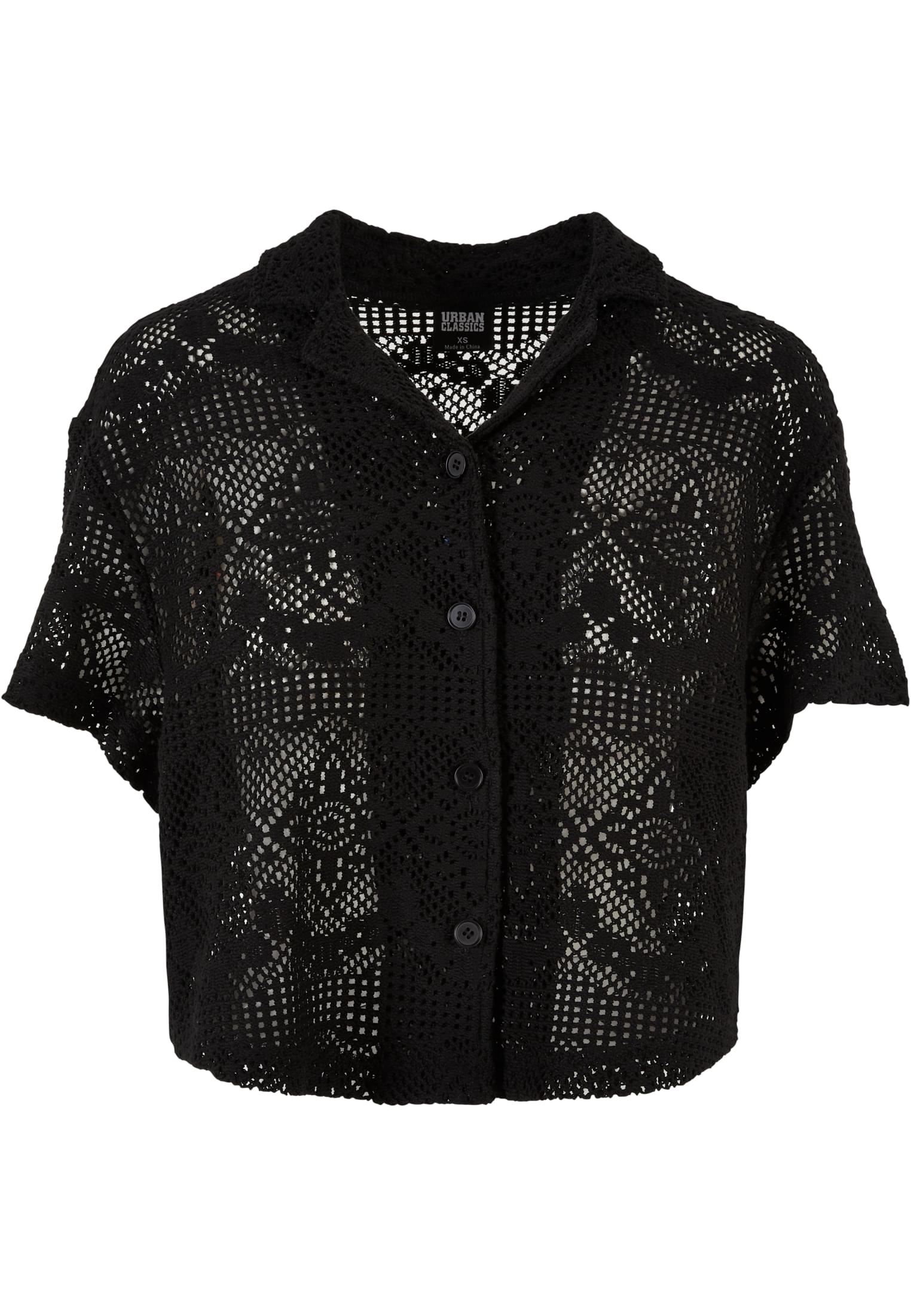 Ladies Crochet Lace Resort Shirt | black