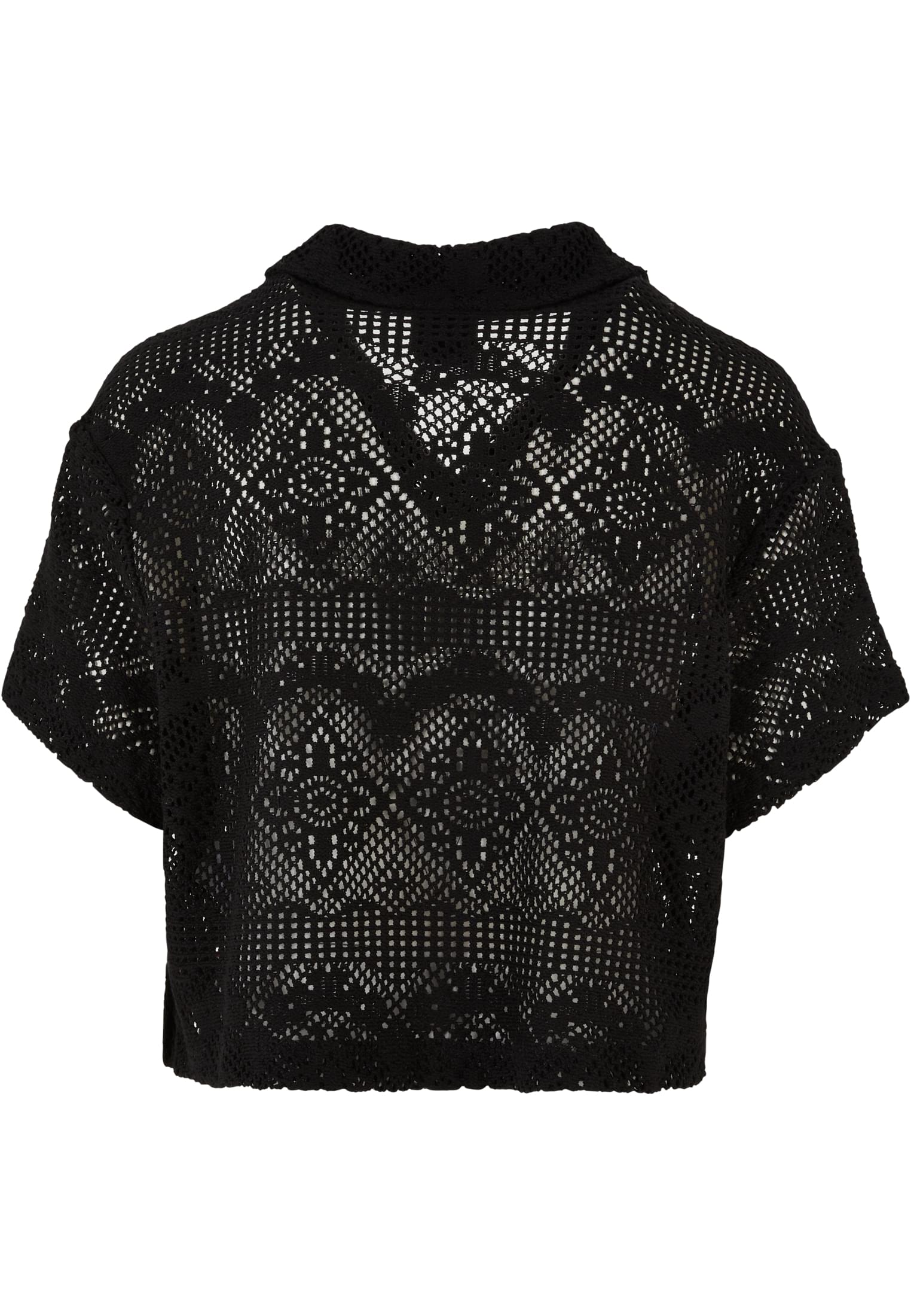 Ladies Crochet Lace Resort Shirt | black